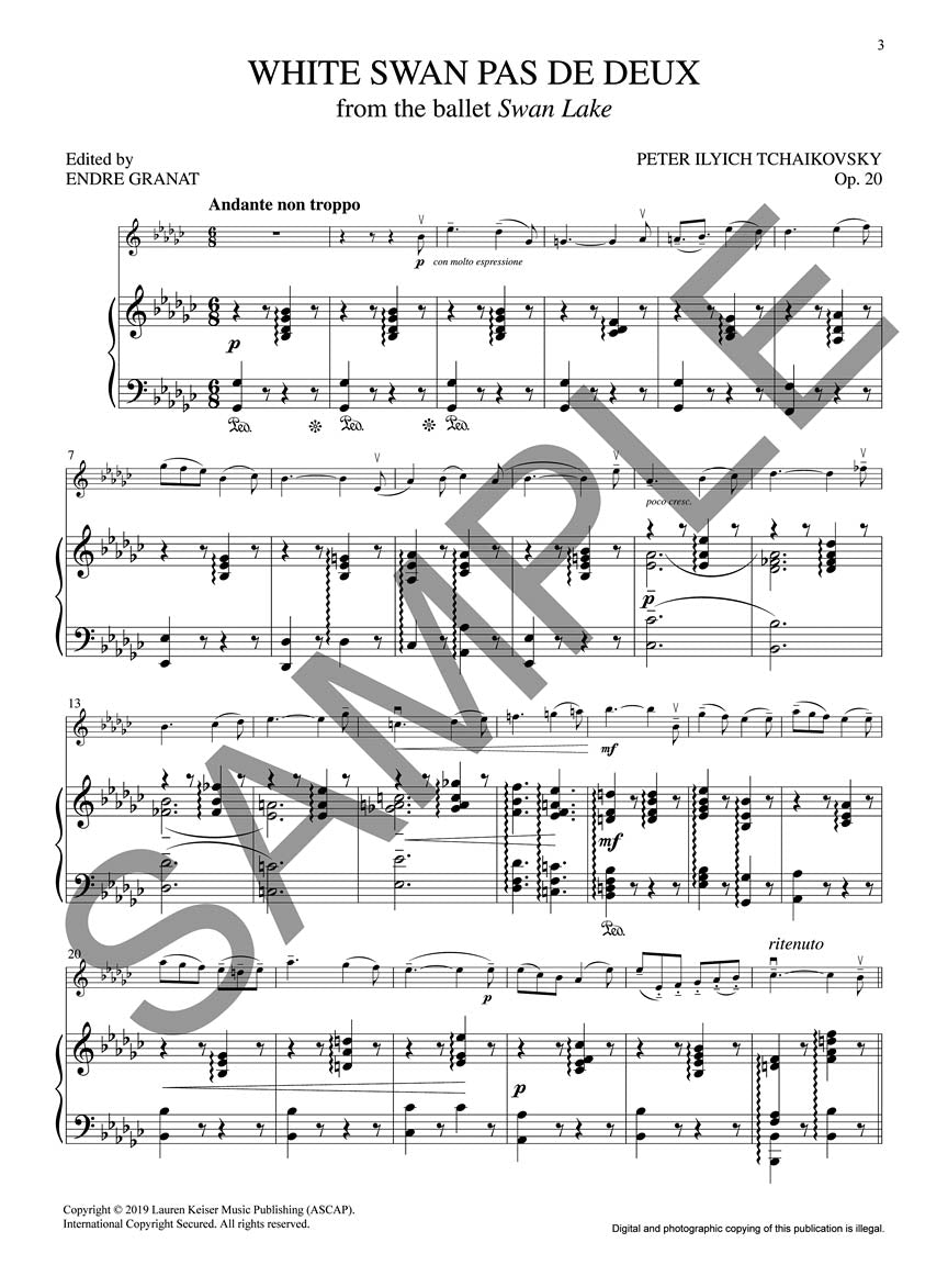 Tchaikovsky: 3 Solos for Violin and Piano from 'Swan Lake'