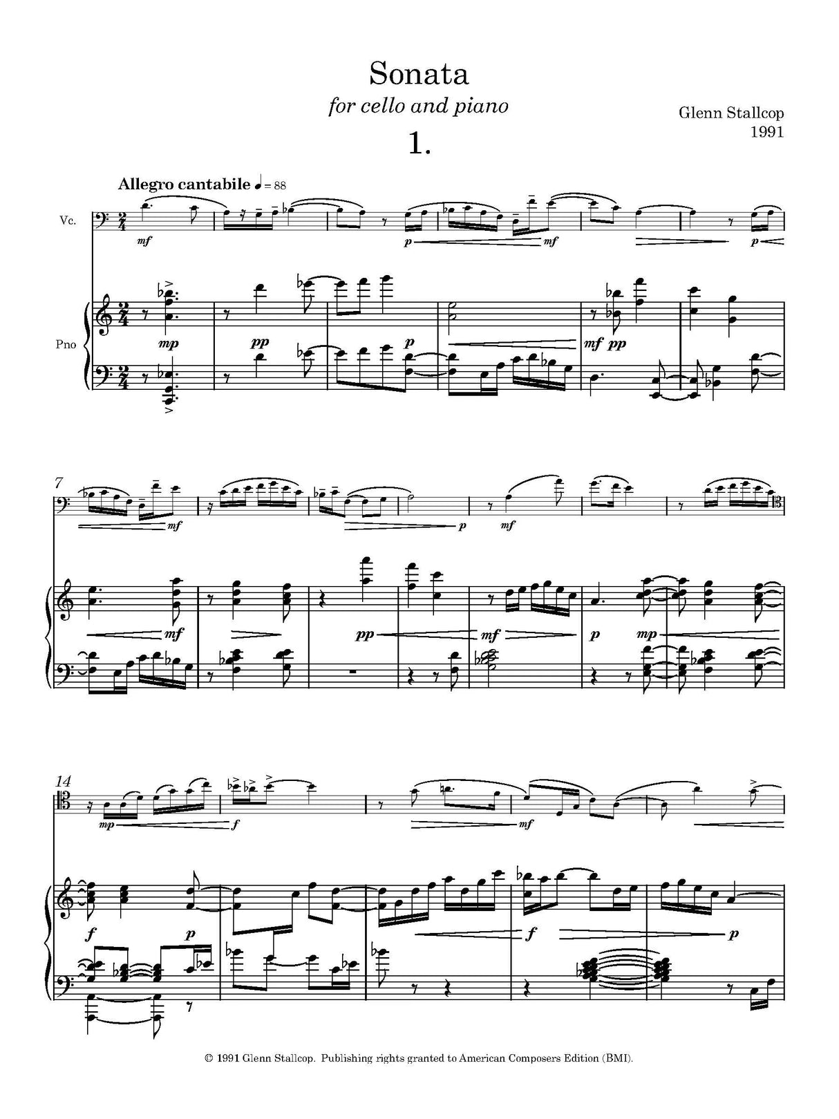Stallcop: Cello Sonata