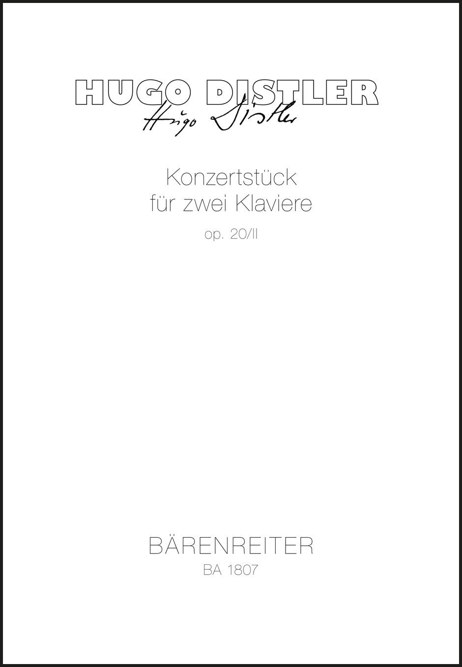 Distler: Concert Piece for Two Pianos, Op. 20, No. 2