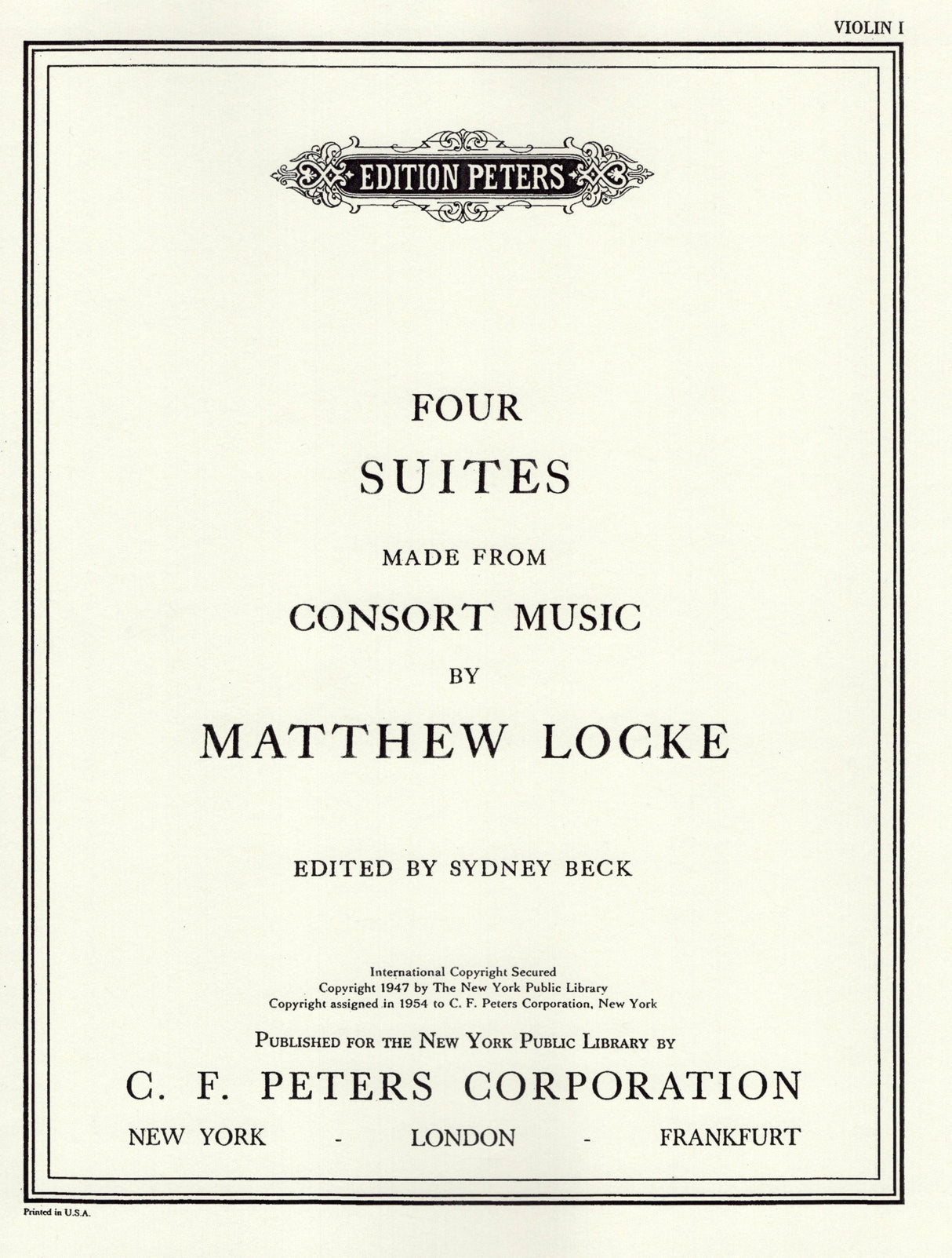 Locke: 4 Suites Made from Consort Music