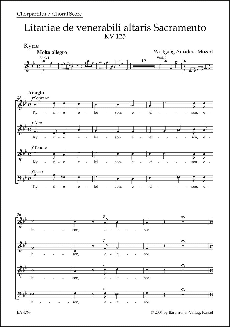 Mozart: Litaniae de venerabili altaris Sacramento, K. 125