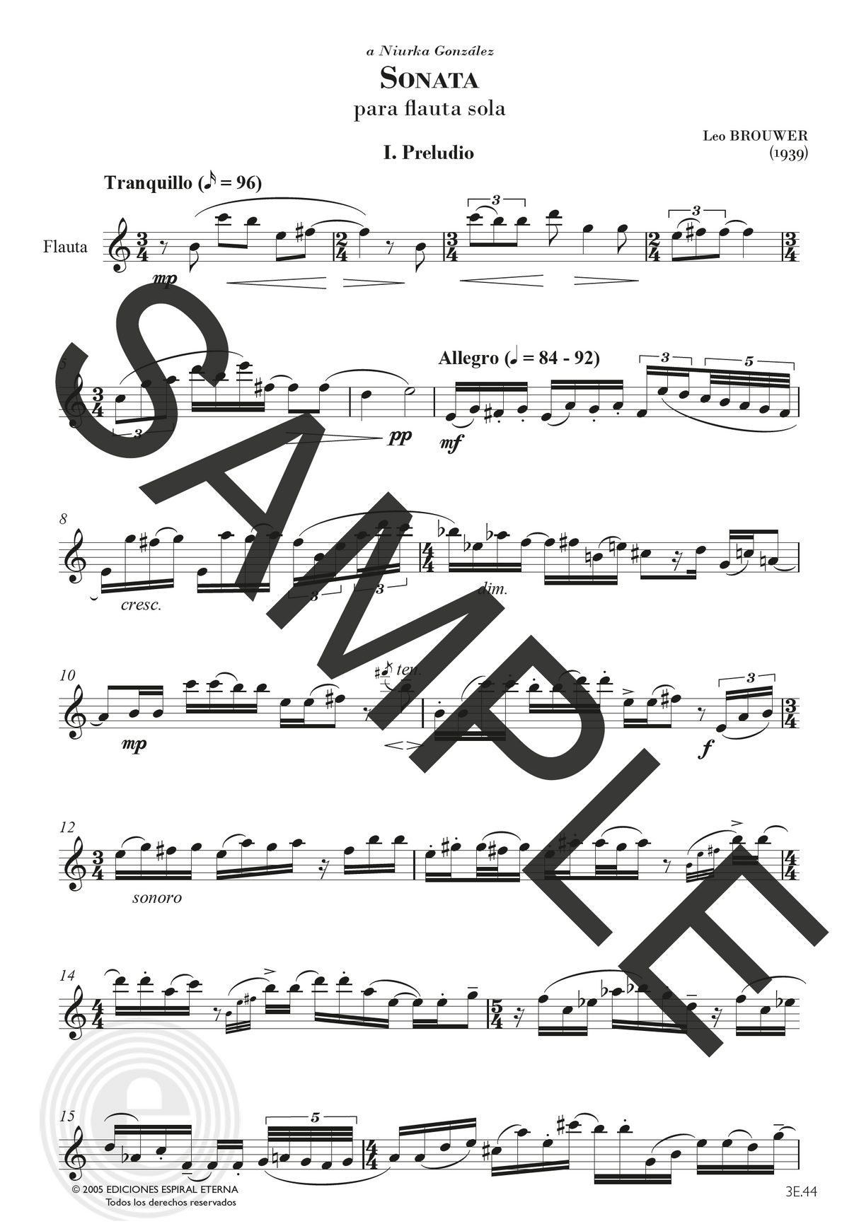 Brouwer: Sonata for Solo Flute