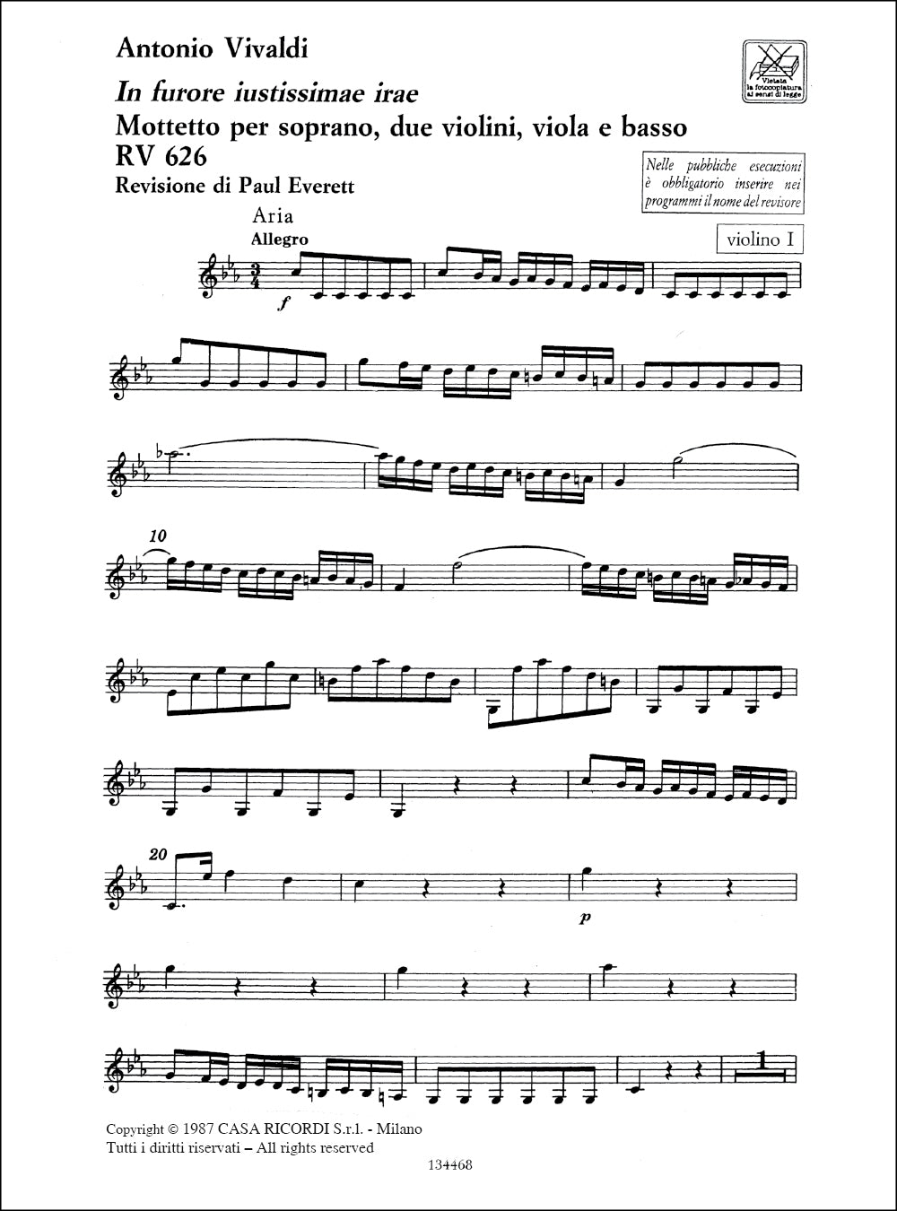 Vivaldi: In furore justissimae irae, RV 626