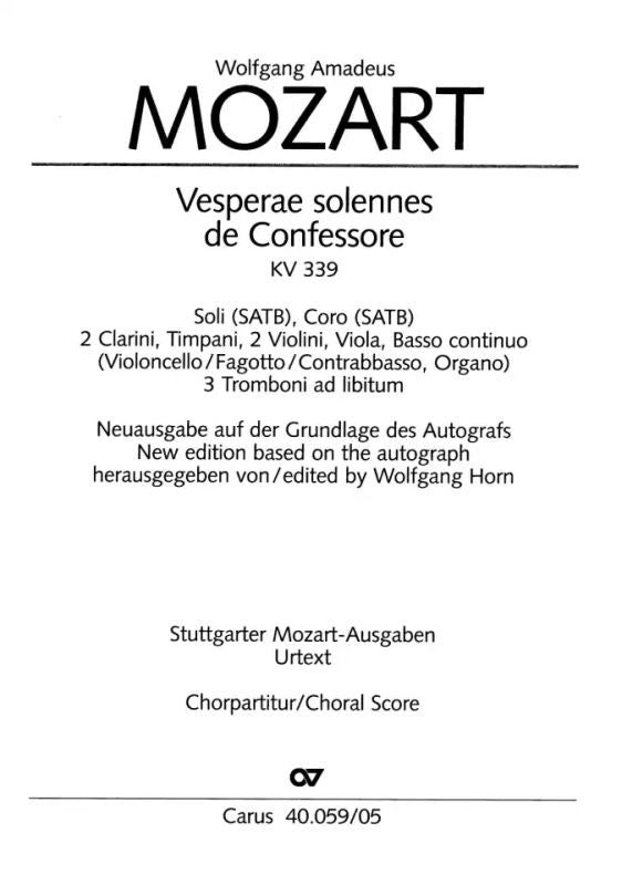 Mozart: Vesperae solennes de Confessore, K. 339