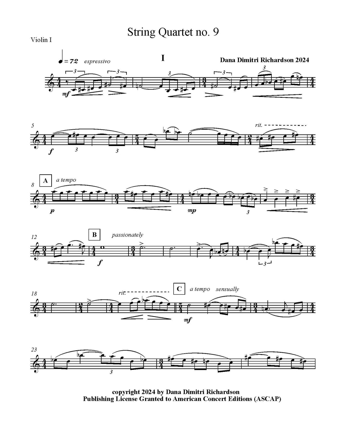 D. Richardson: String Quartet No. 9