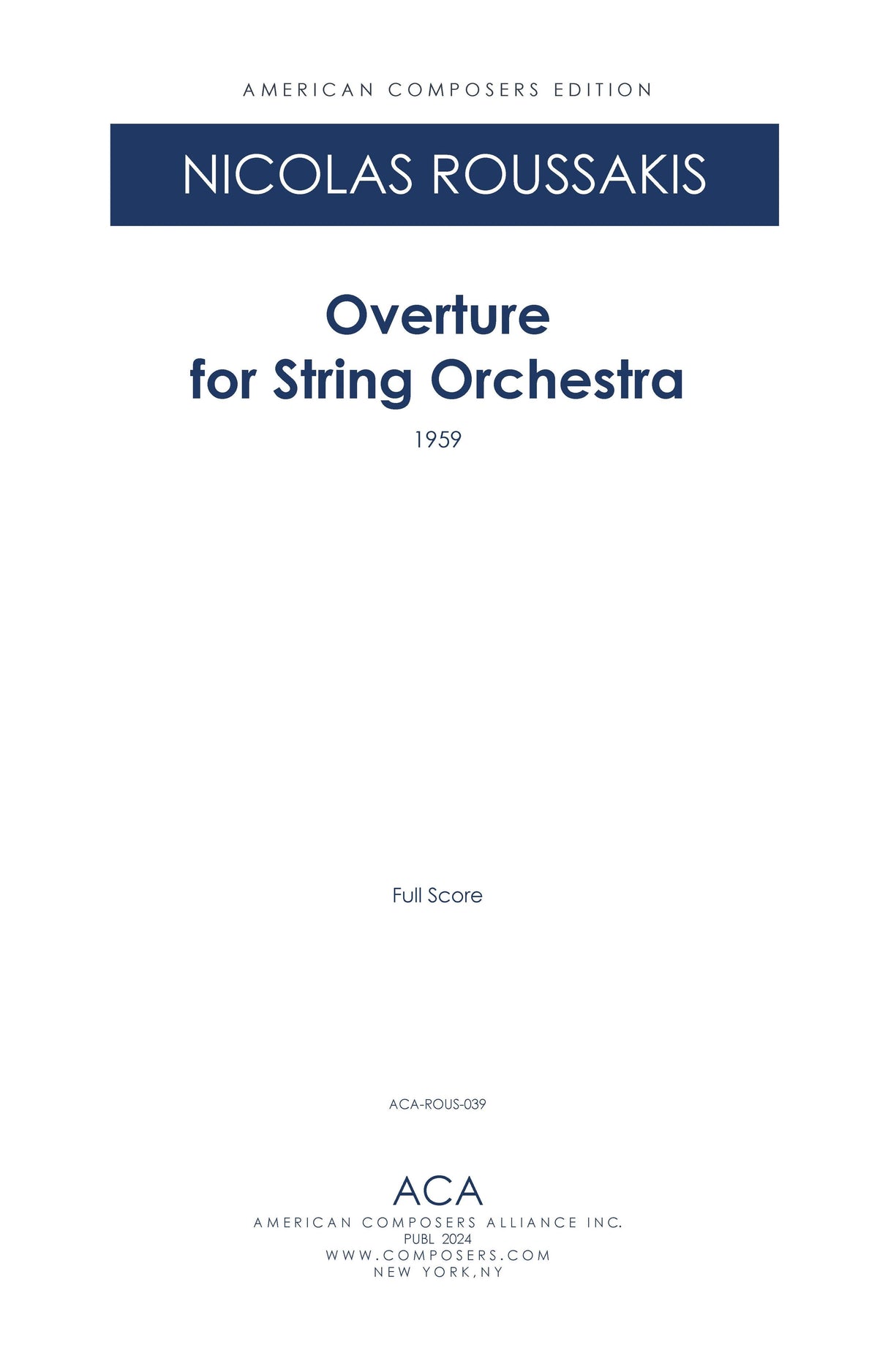 Roussakis: Overture for String Orchestra