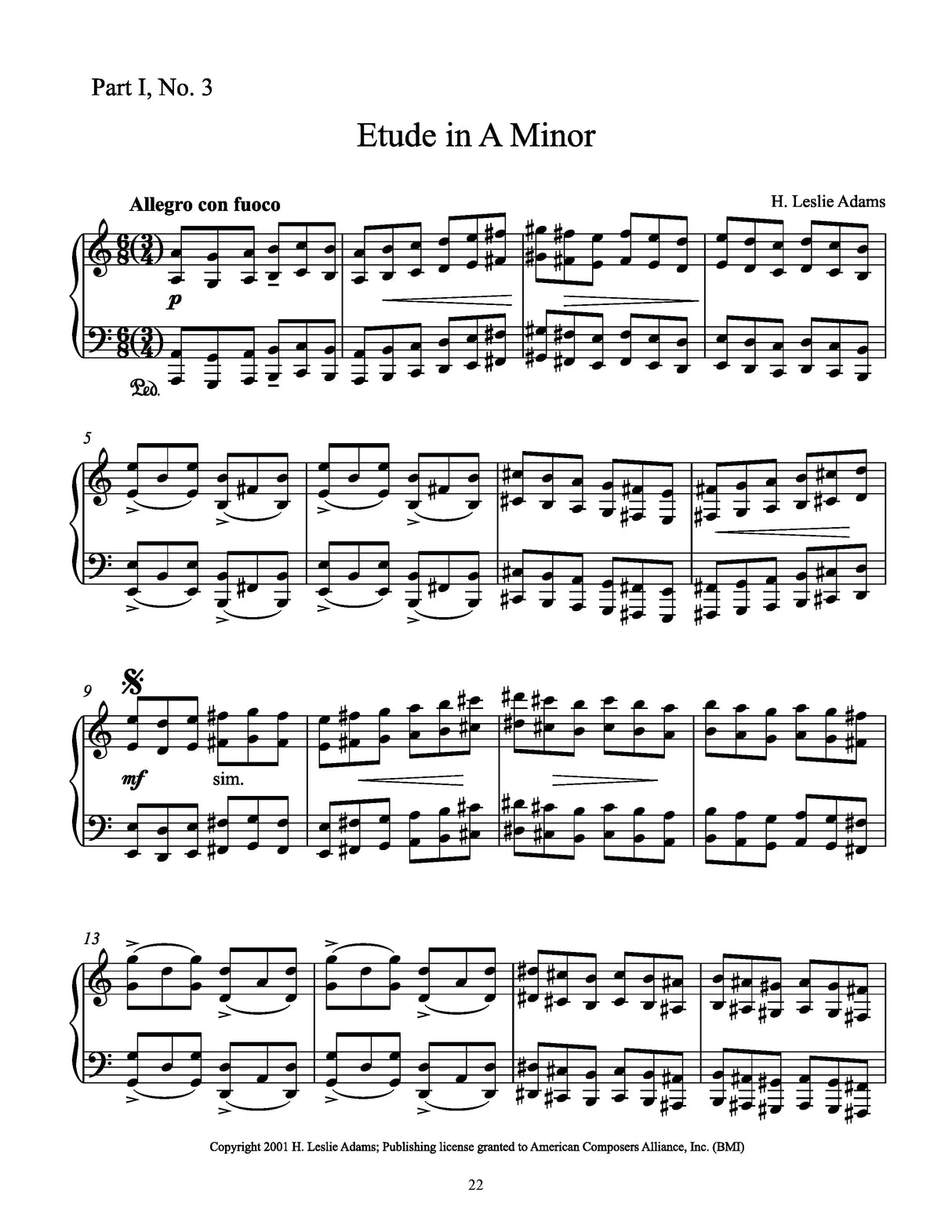 H.L. Adams: Etudes for Piano - Volume 1 (Nos. 1-12)