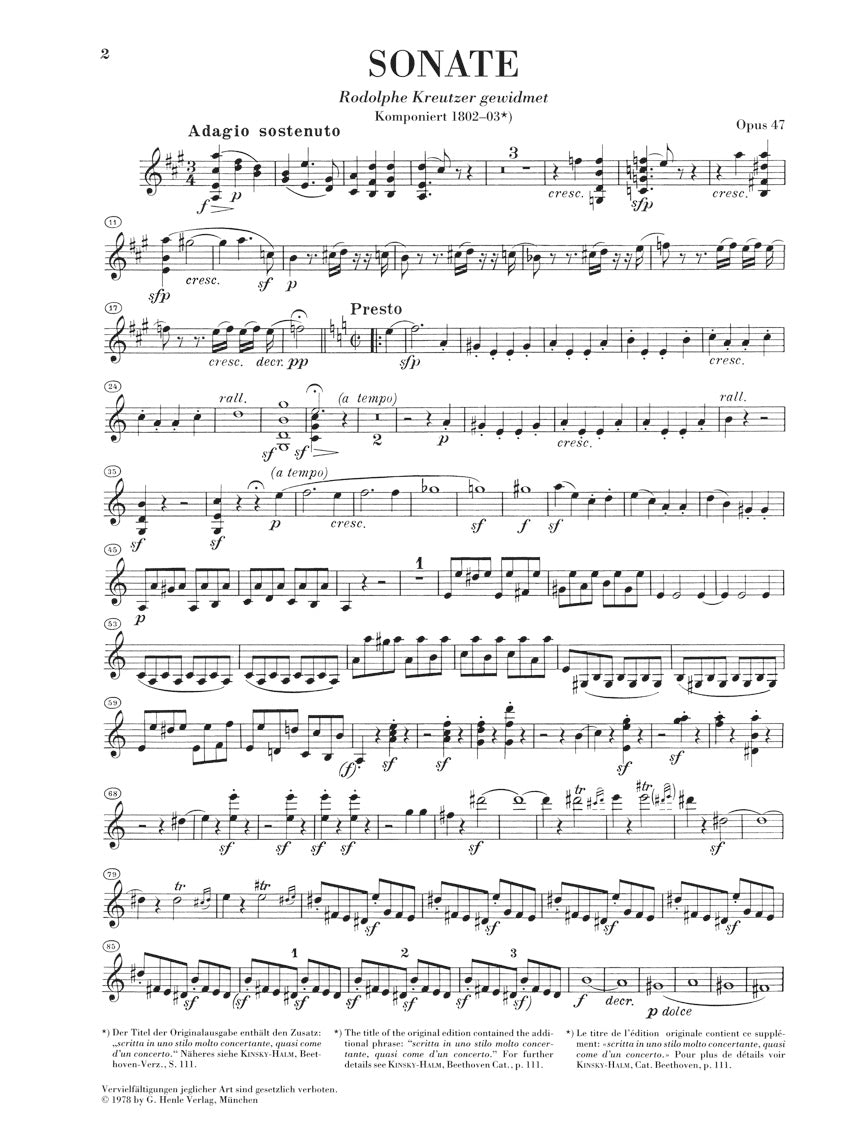 Beethoven: Violin Sonata in A Major, Op. 47 ("Kreutzer Sonata")
