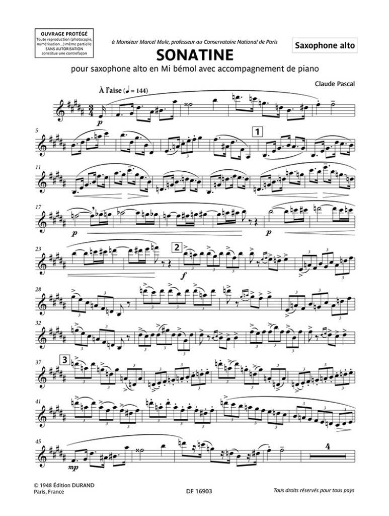 Pascal: Sonatine for Alto Sax & Piano