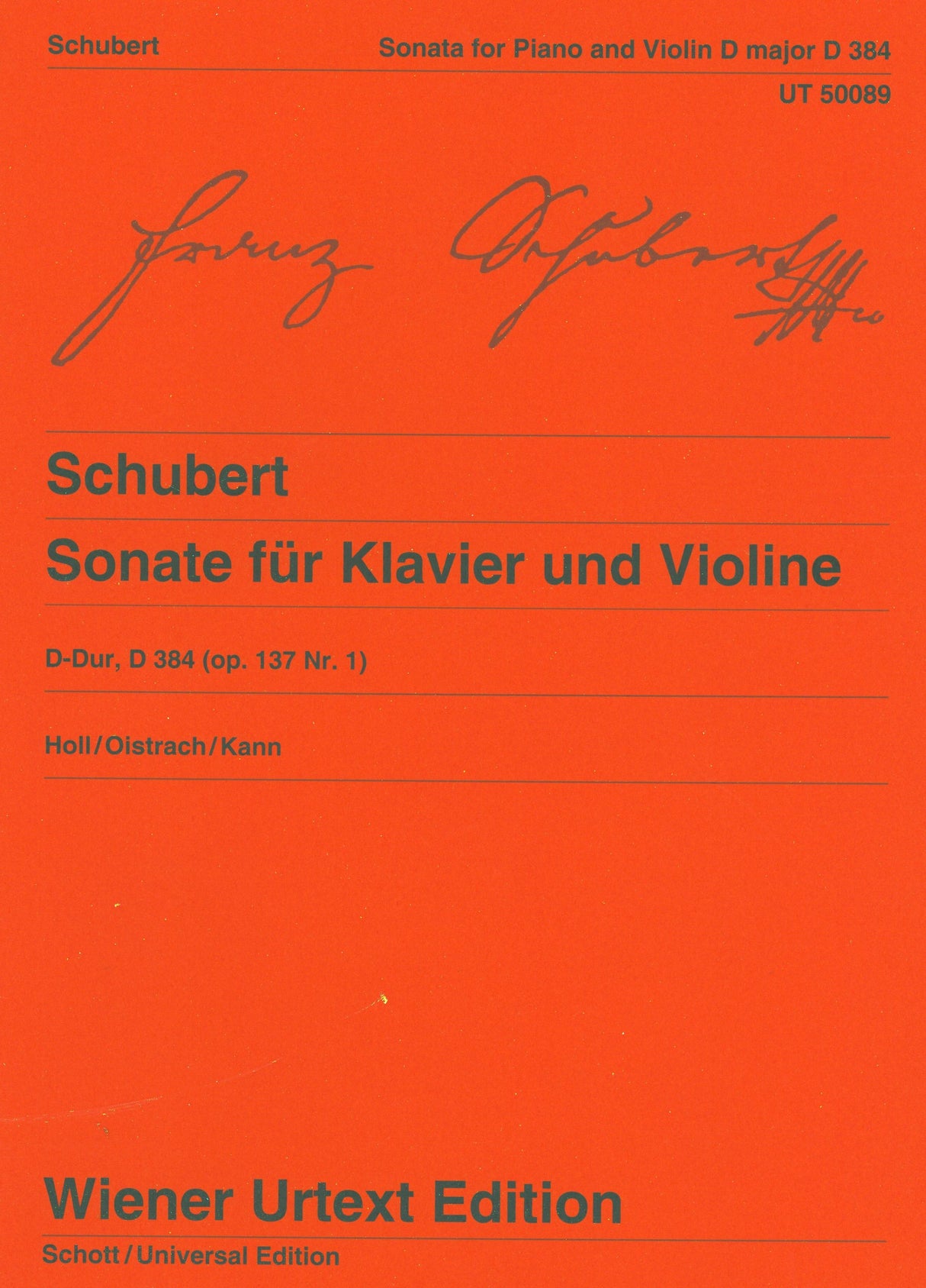 Schubert: Violin Sonatina in D Major, D 384, Op. 137, No. 1
