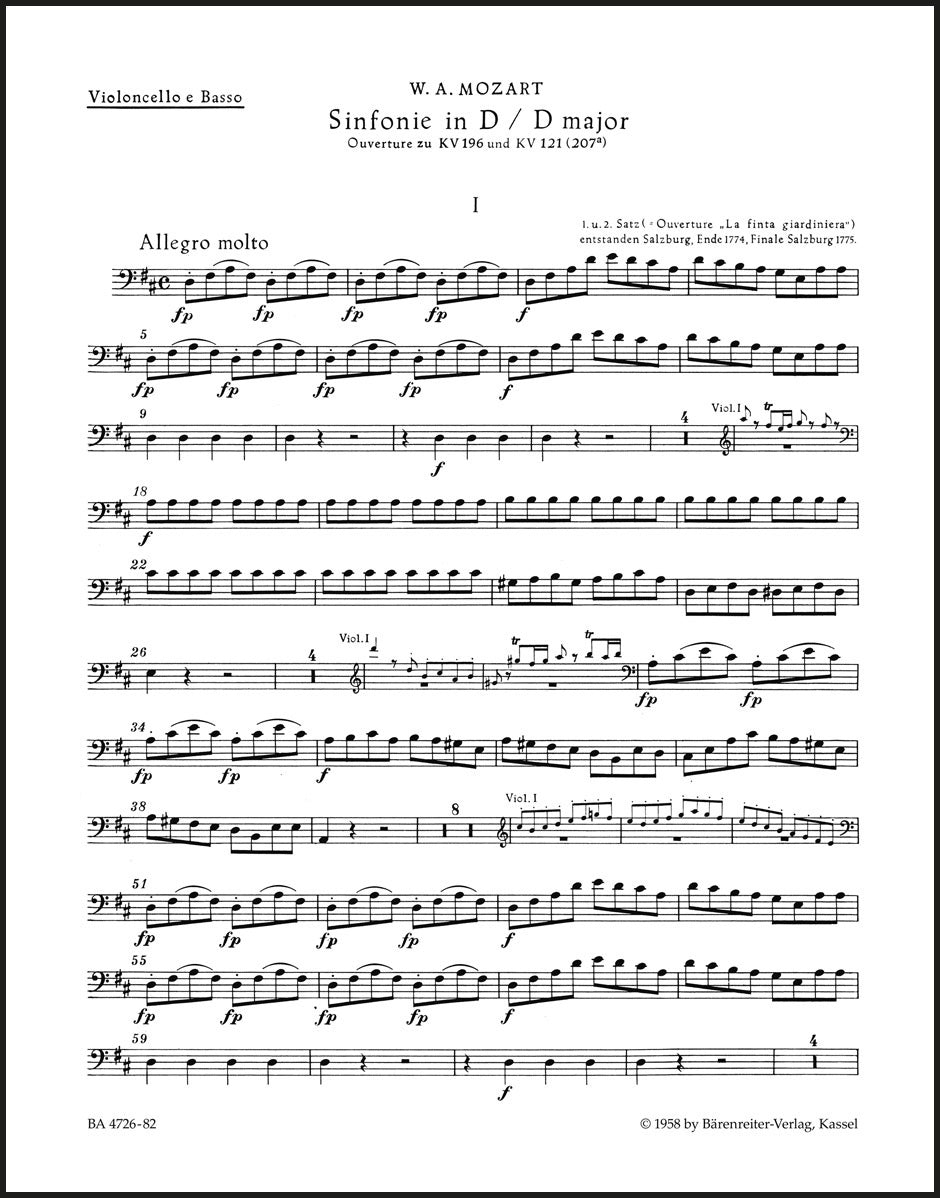 Mozart: Symphony in D Major, K. 196, 121 (207a)