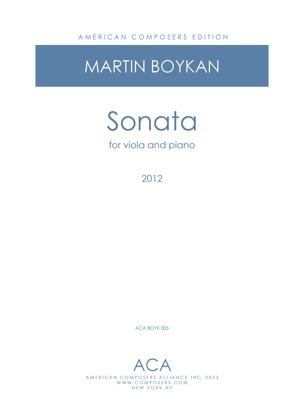 Boykan: Viola Sonata