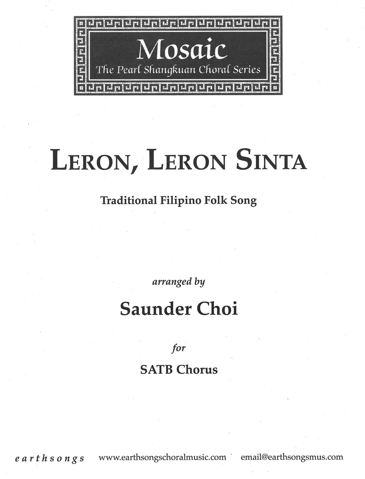 Leron, Leron sinta (arr. for SATB choir)