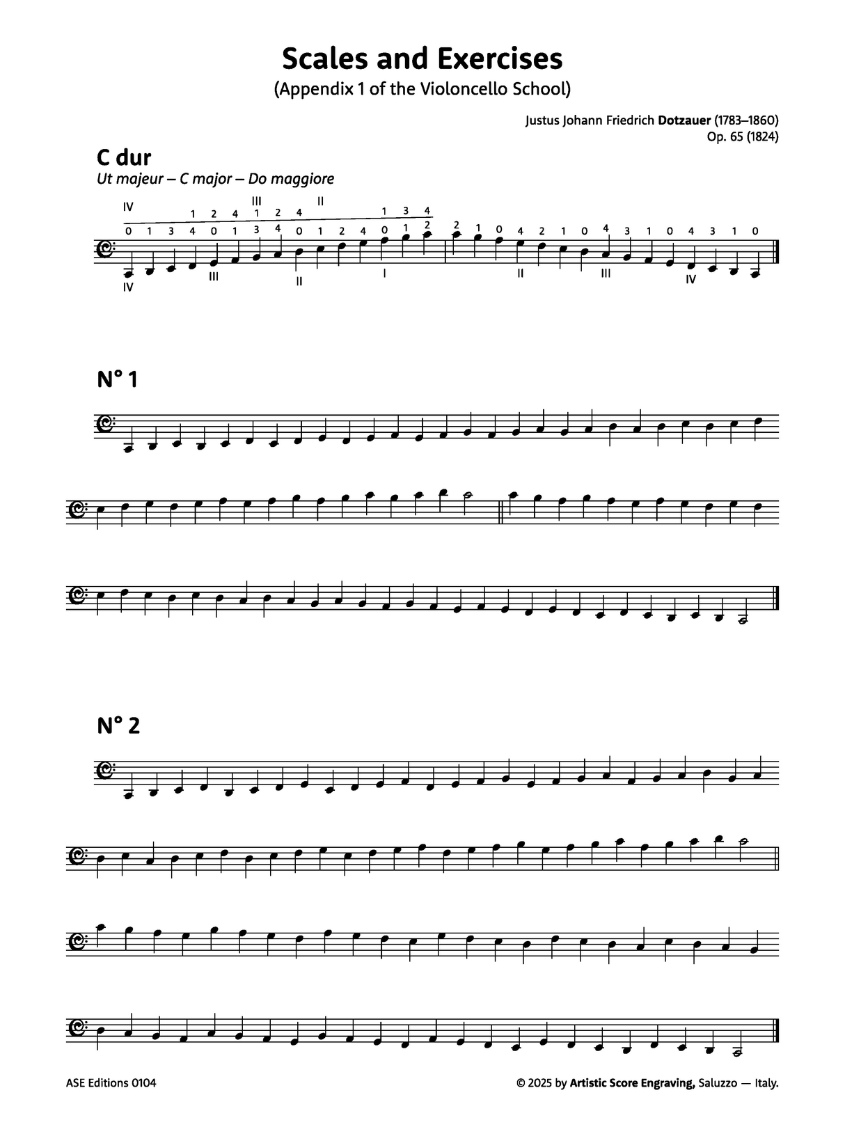 Dotzauer: Scales & Exercises, Appendix 1 from the Cello School, Op. 65
