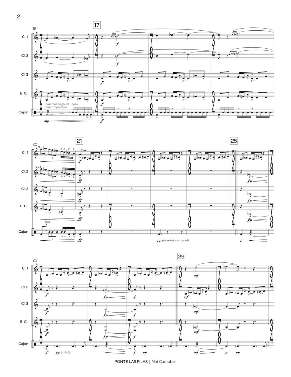 Campbell: Ponte las Pilas (Version for Clarinet Quartet)