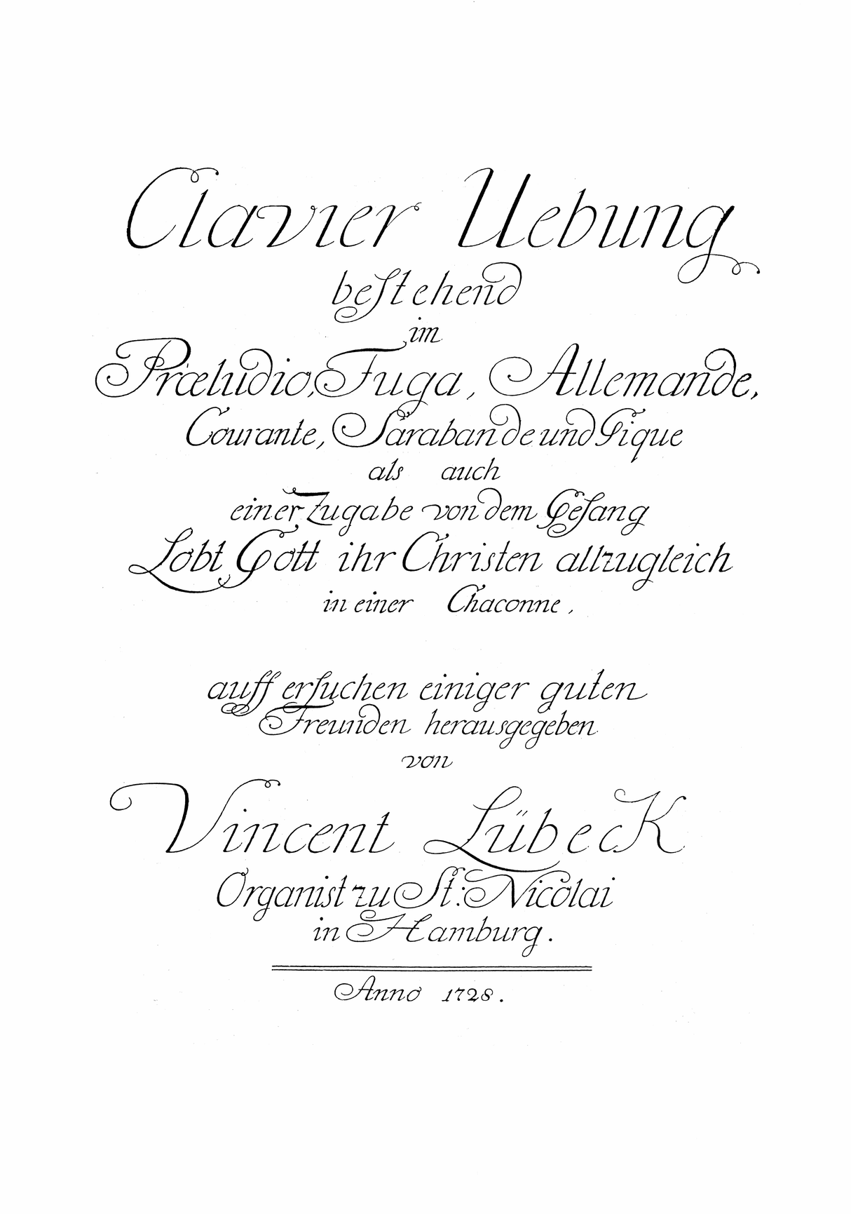 Lübeck: Clavier Uebung (Hamburg, 1728)