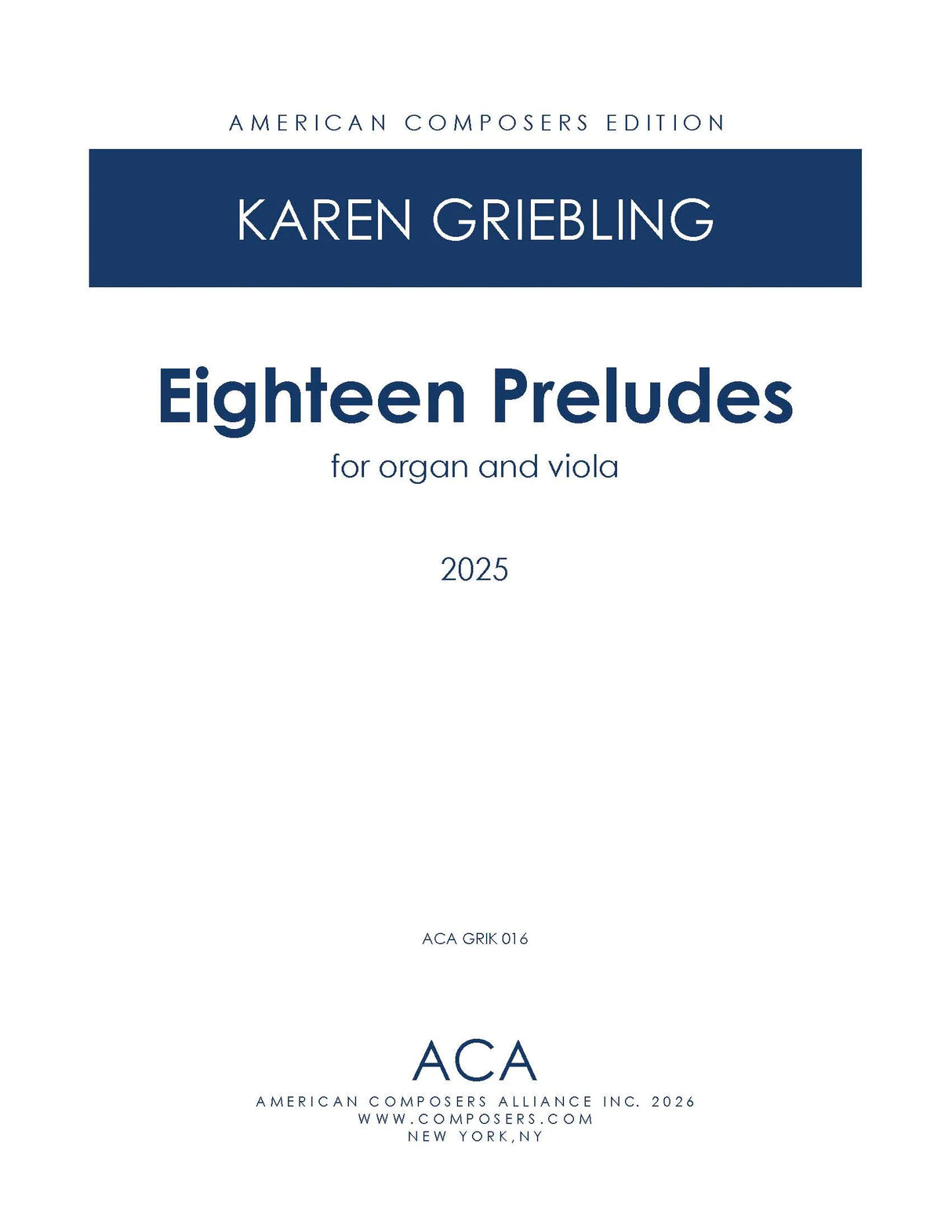 Griebling: 18 Preludes
