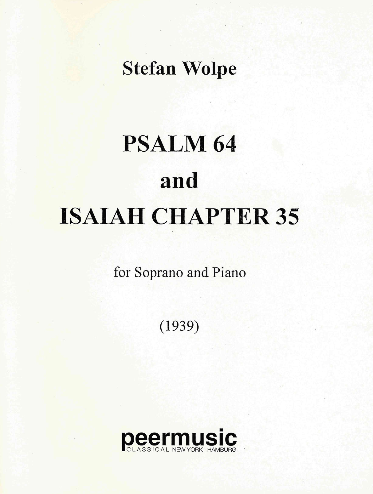 Wolpe: Psalm 64 and Isaiah Chapter 35