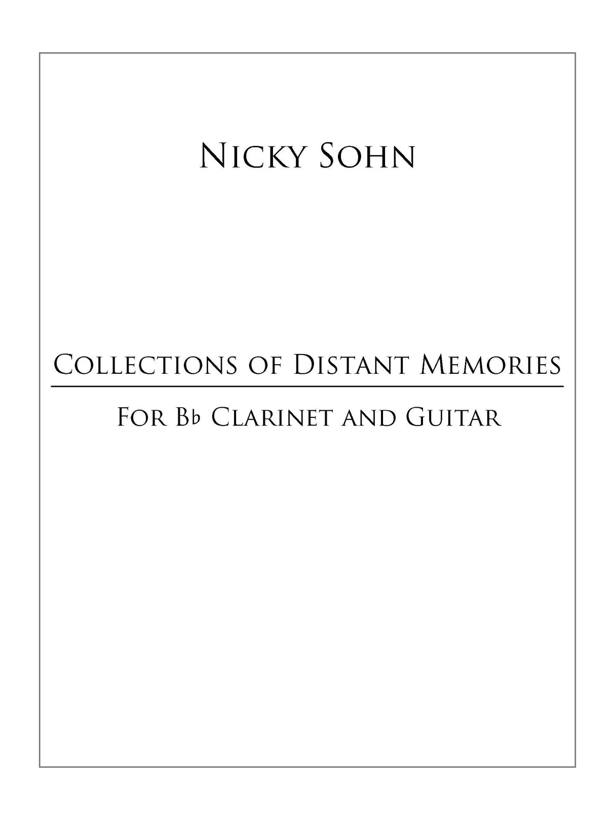 Sohn: Collection of distant memories (Version for Clarinet & Guitar)