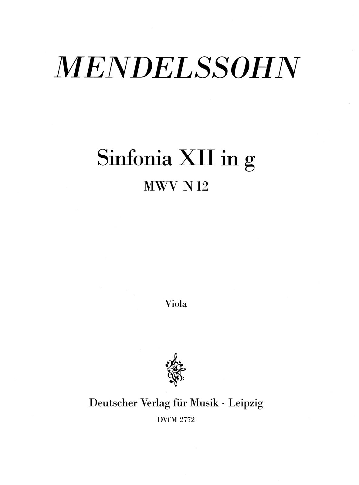 Mendelssohn: Sinfonia No. 12 in G Minor, MWV N 12