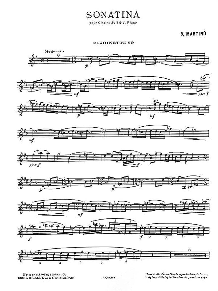 Martinů: Clarinet Sonatina, H. 356