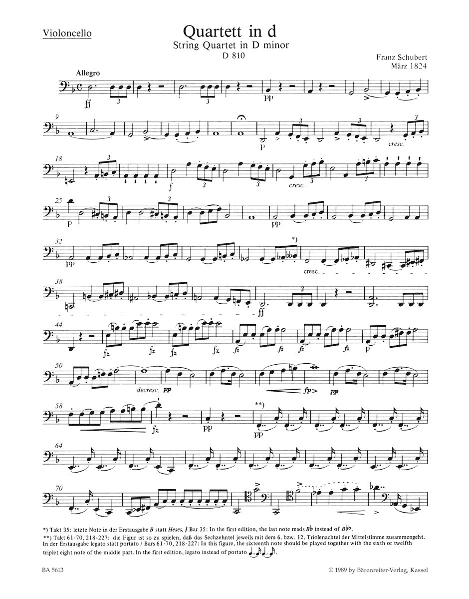 Schubert: String Quartet in D Minor, D 810 ("Death and the Maiden")