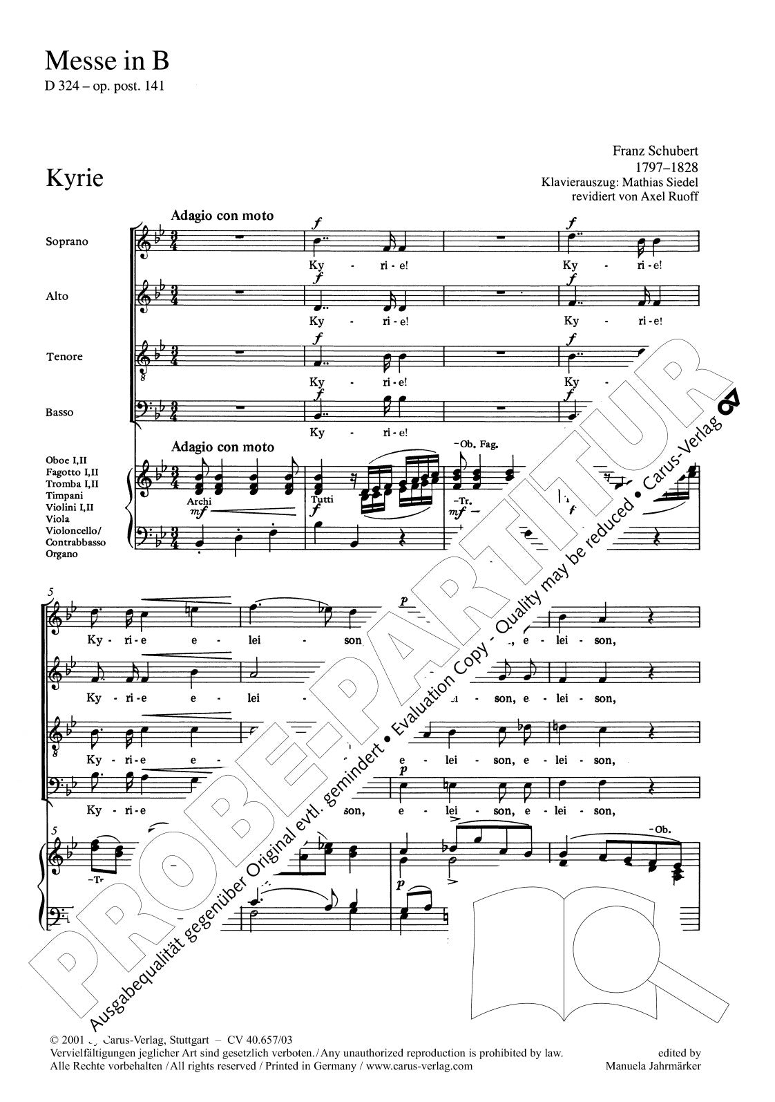 Schubert: Mass in B-flat Major, D 324