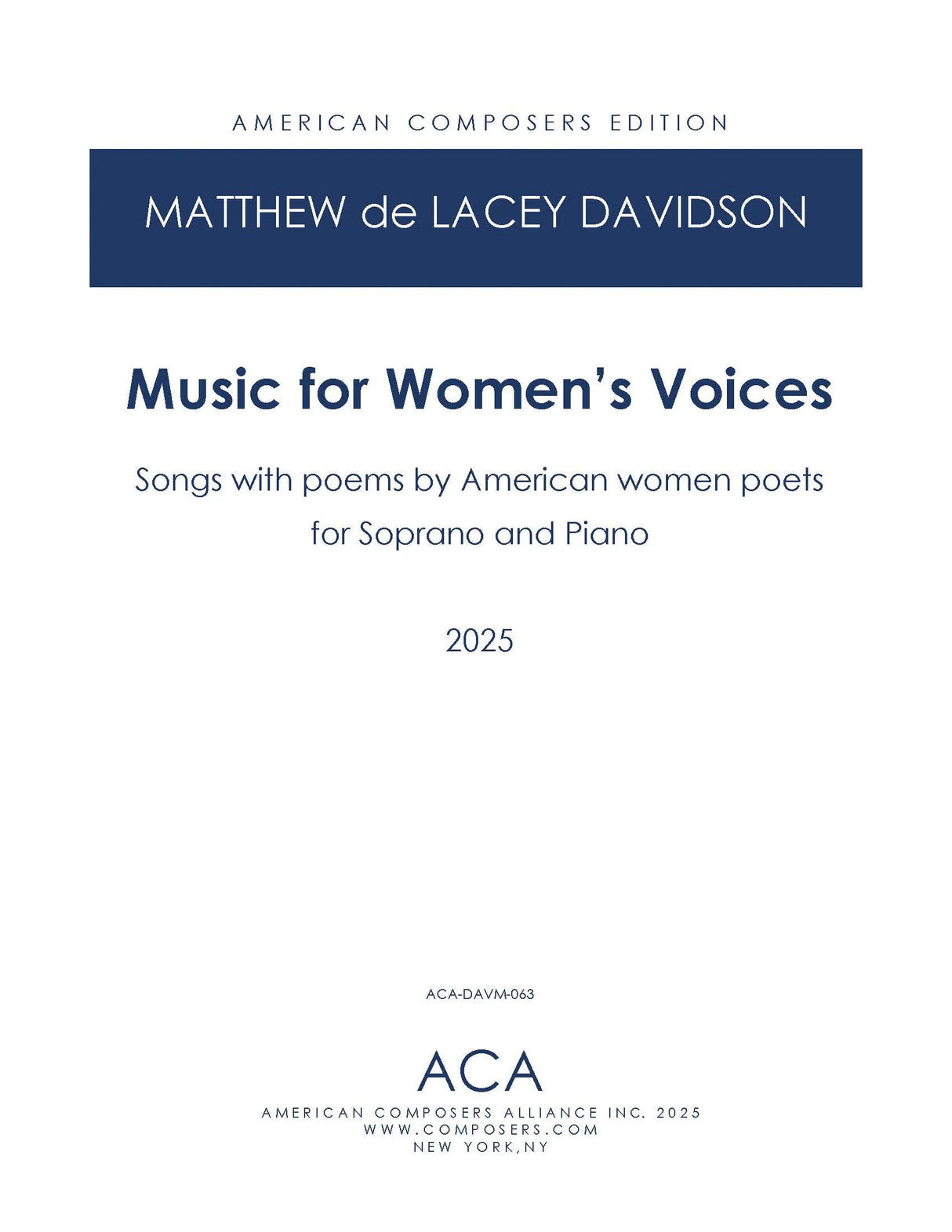 Davidson: Music for Women's Voices