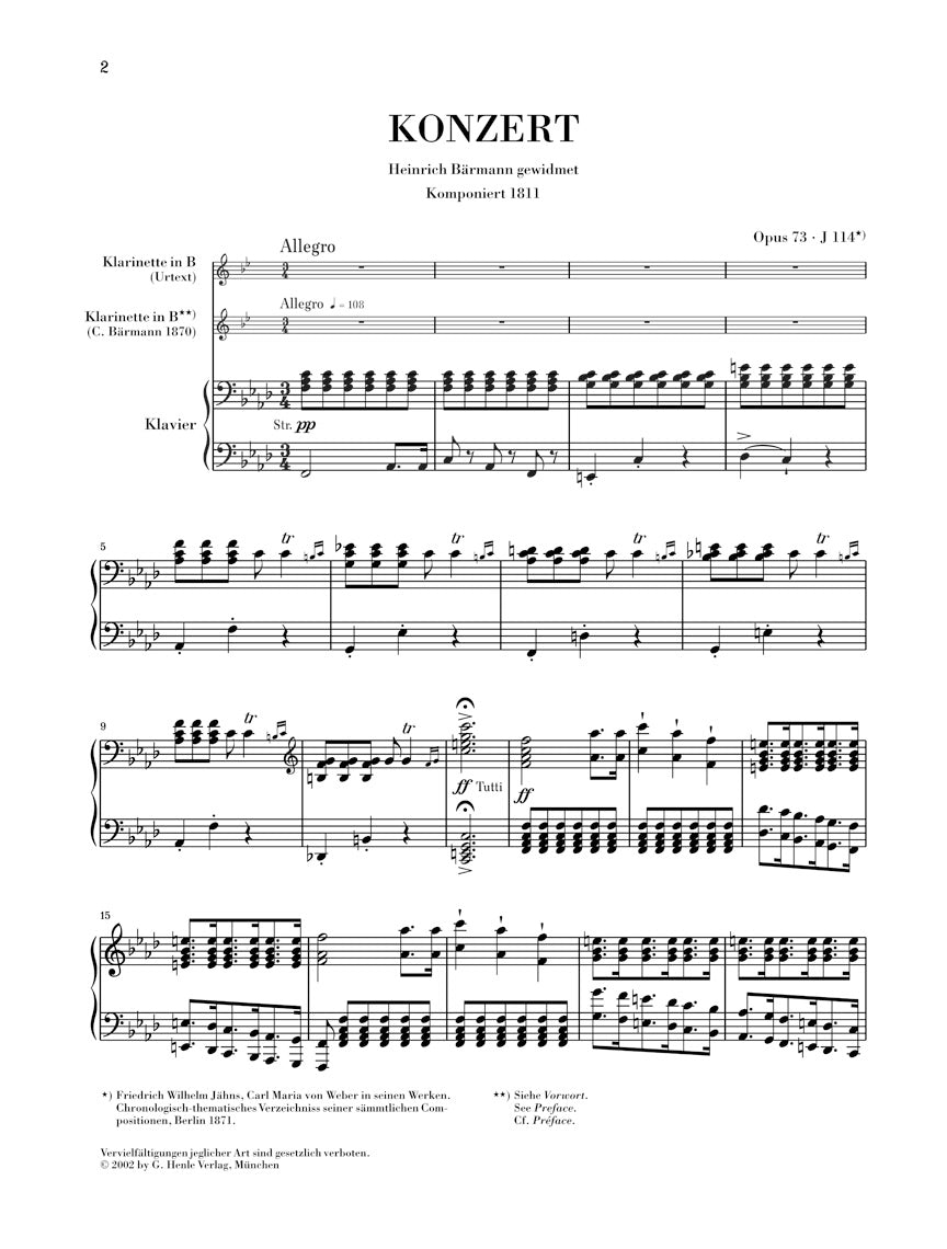 Weber: Clarinet Concerto No. 1 in F Minor, Op. 73