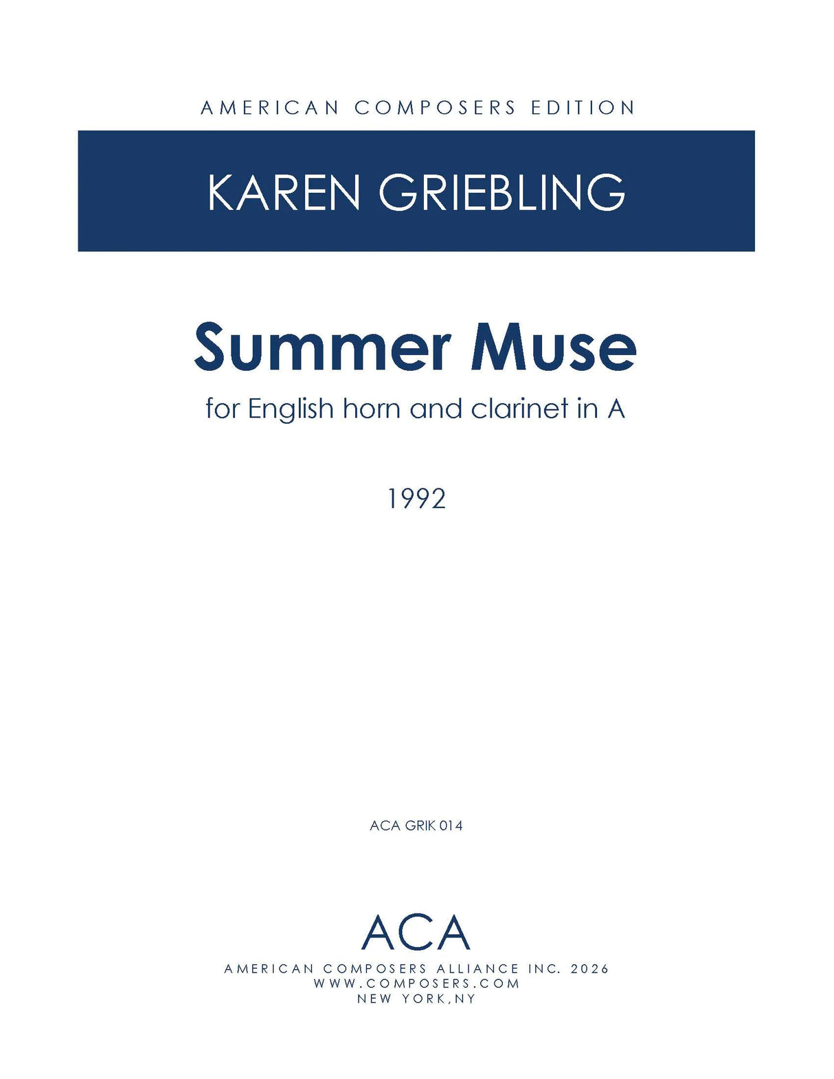 Griebling: Summer Muse