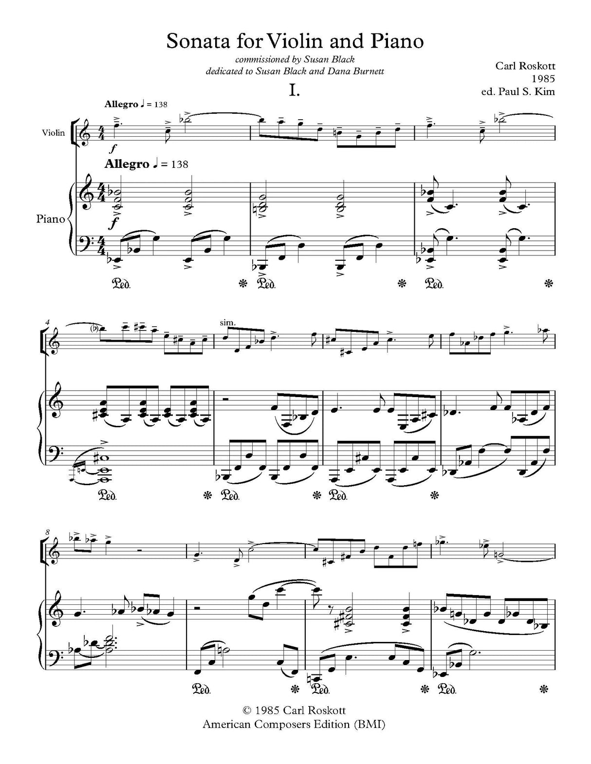 Roskott: Violin Sonata