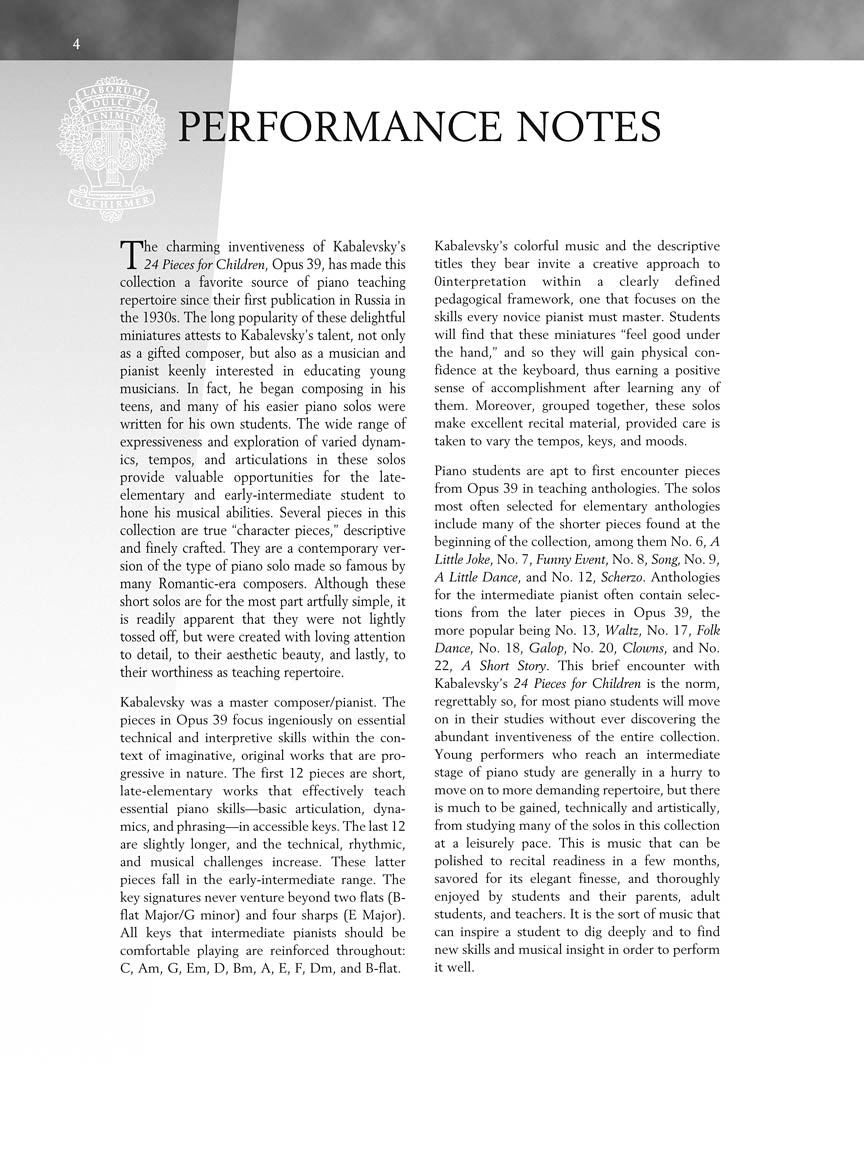 Kabalevsky: 24 Pieces for Children, Op. 39