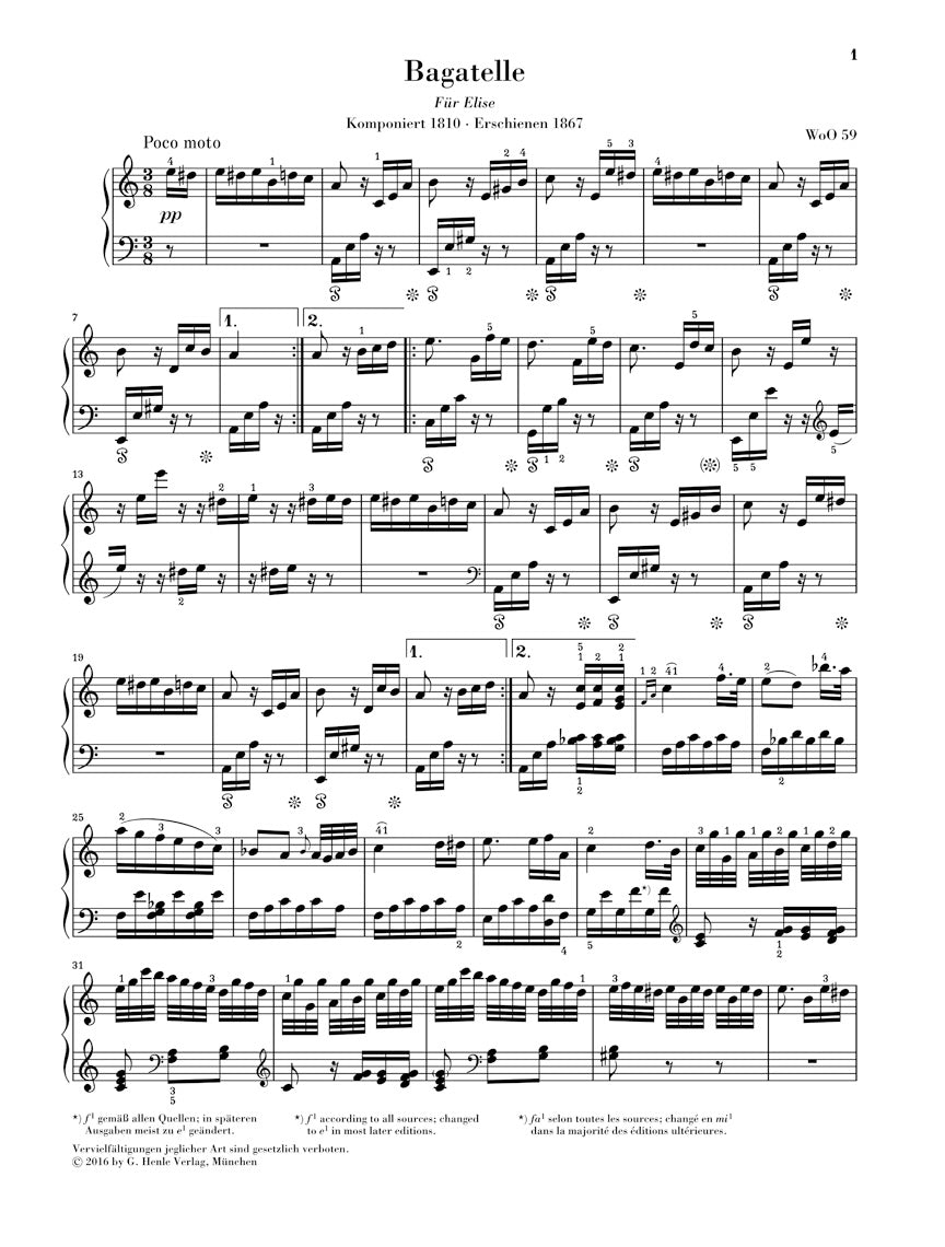 Beethoven: Bagatelle in A Minor, WoO 59 (Für Elise)