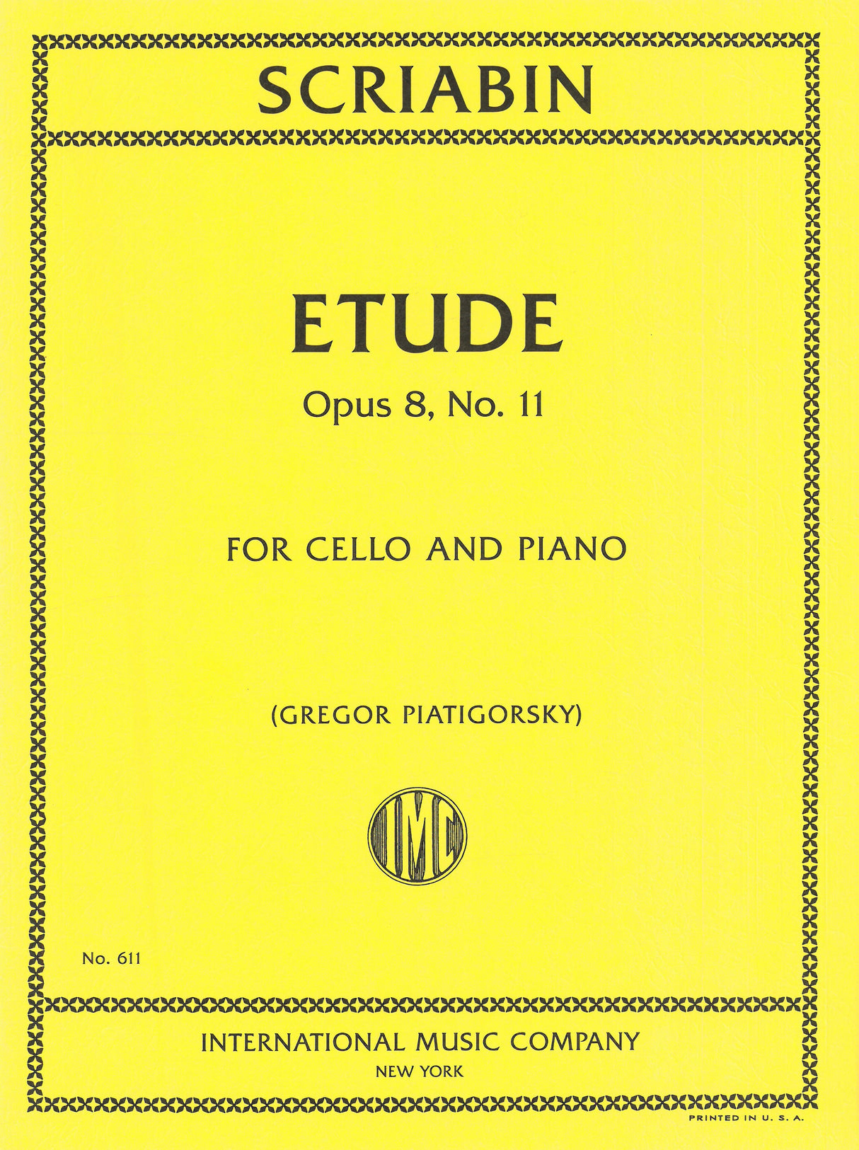 Scriabin: Etude, Op. 8, No. 11 (arr. for cello & piano)