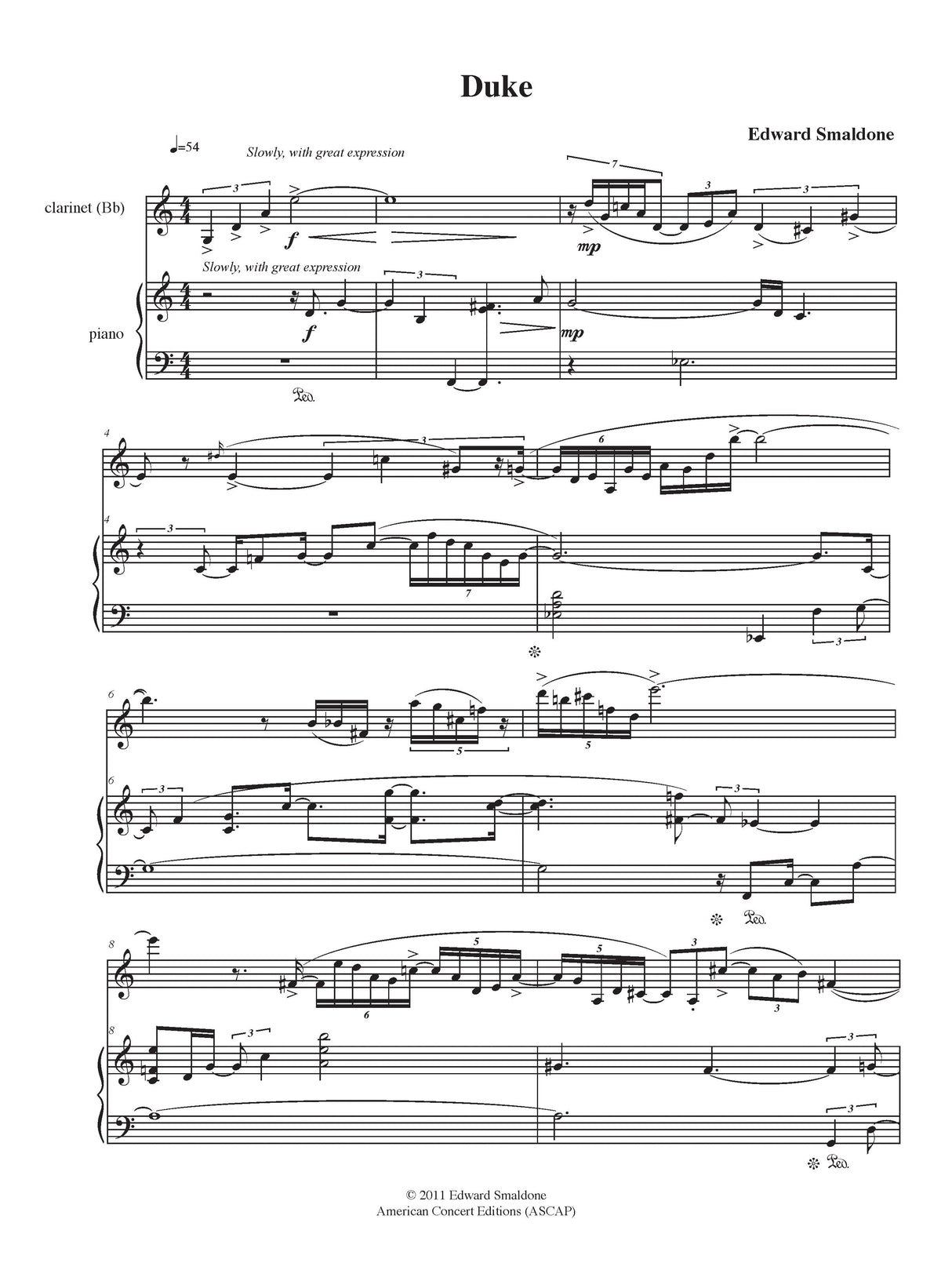 Smaldone: Duke / Monk (Version for Clarinet & Piano)