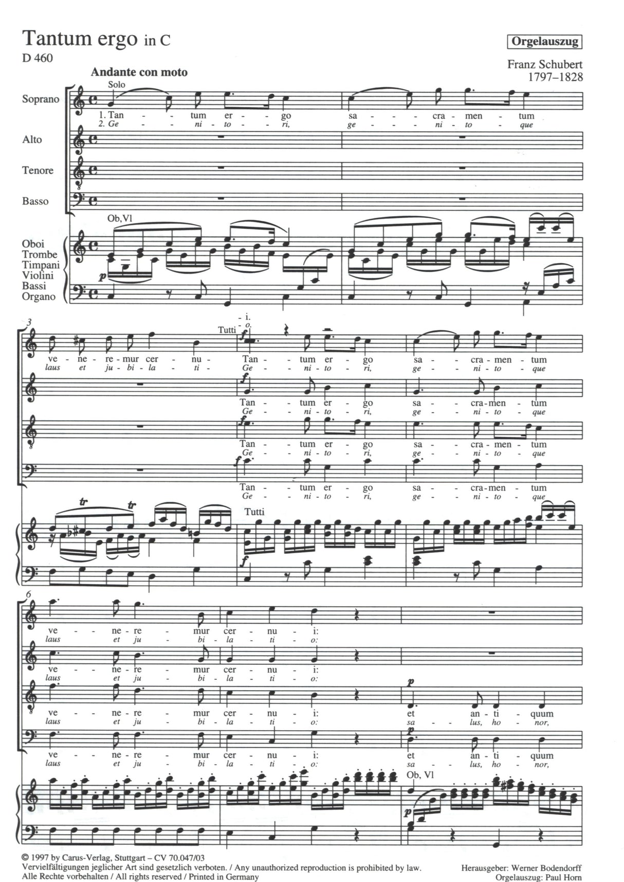 Schubert: Tantum ergo in C Major, D. 460