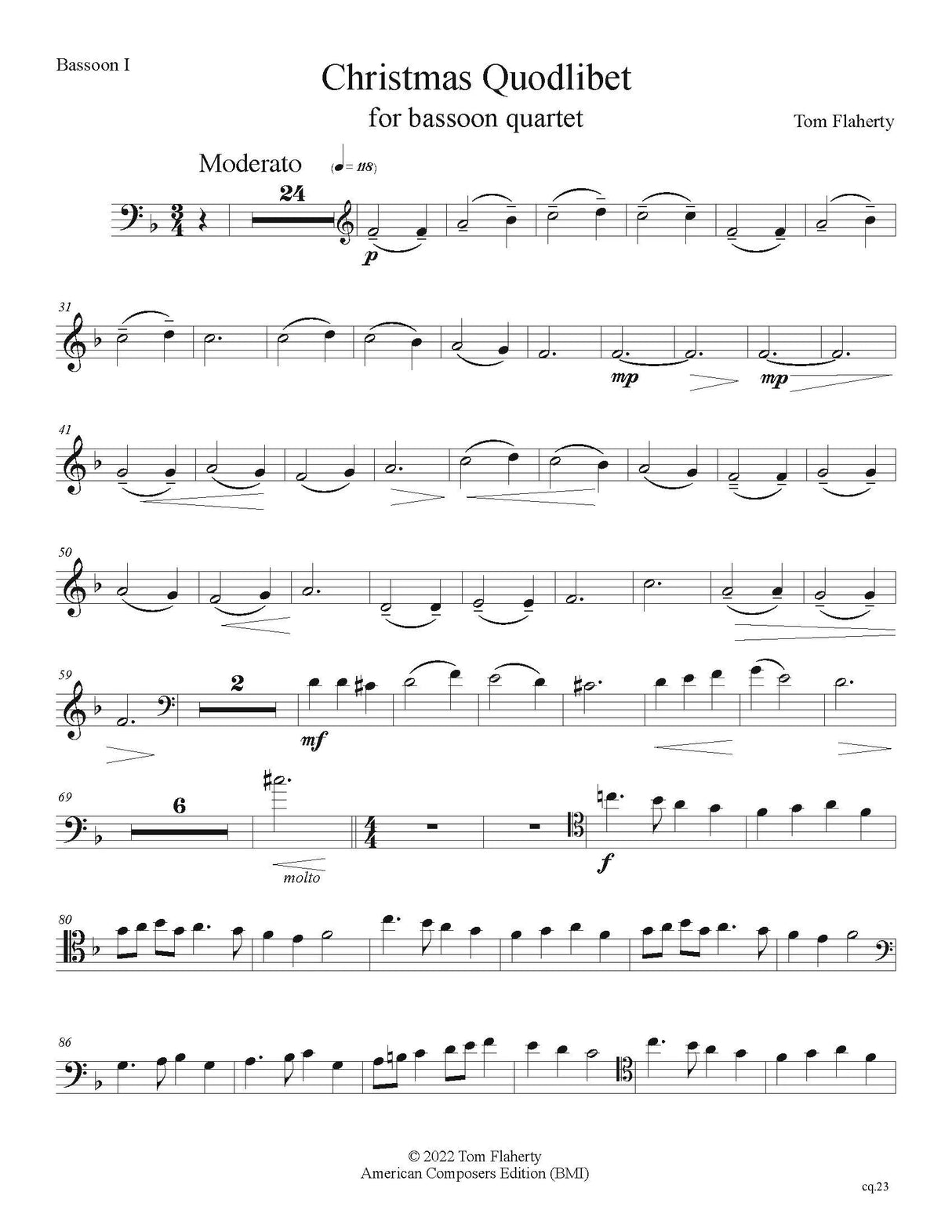 Flaherty: Christmas Quodlibet (Version for 4 Bassoons)
