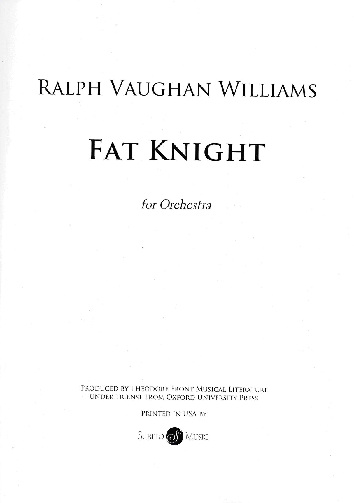 Vaughan Williams: Fat Knight