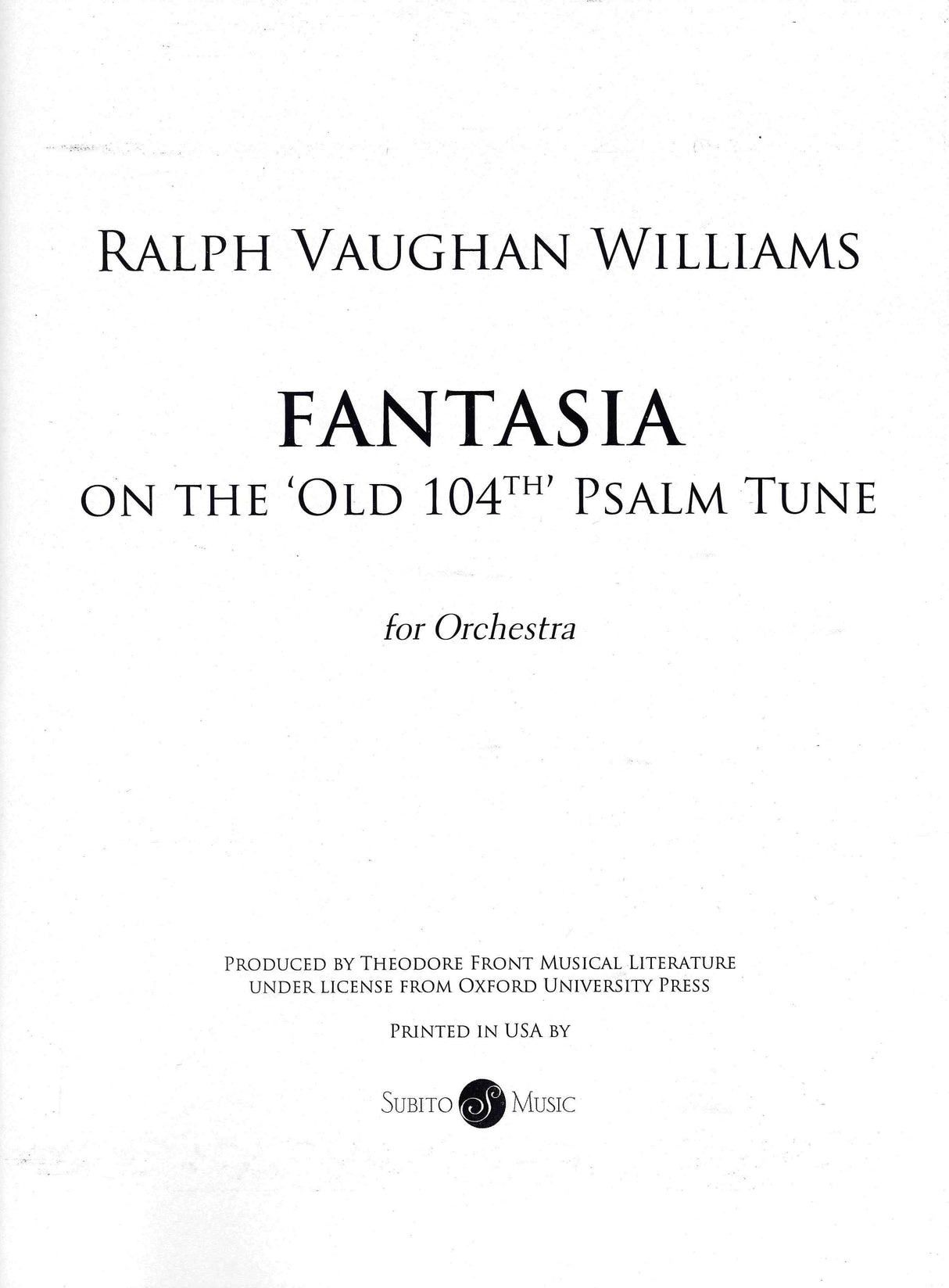 Vaughan Williams: Fantasia on the 'Old 104th' Psalm Tune