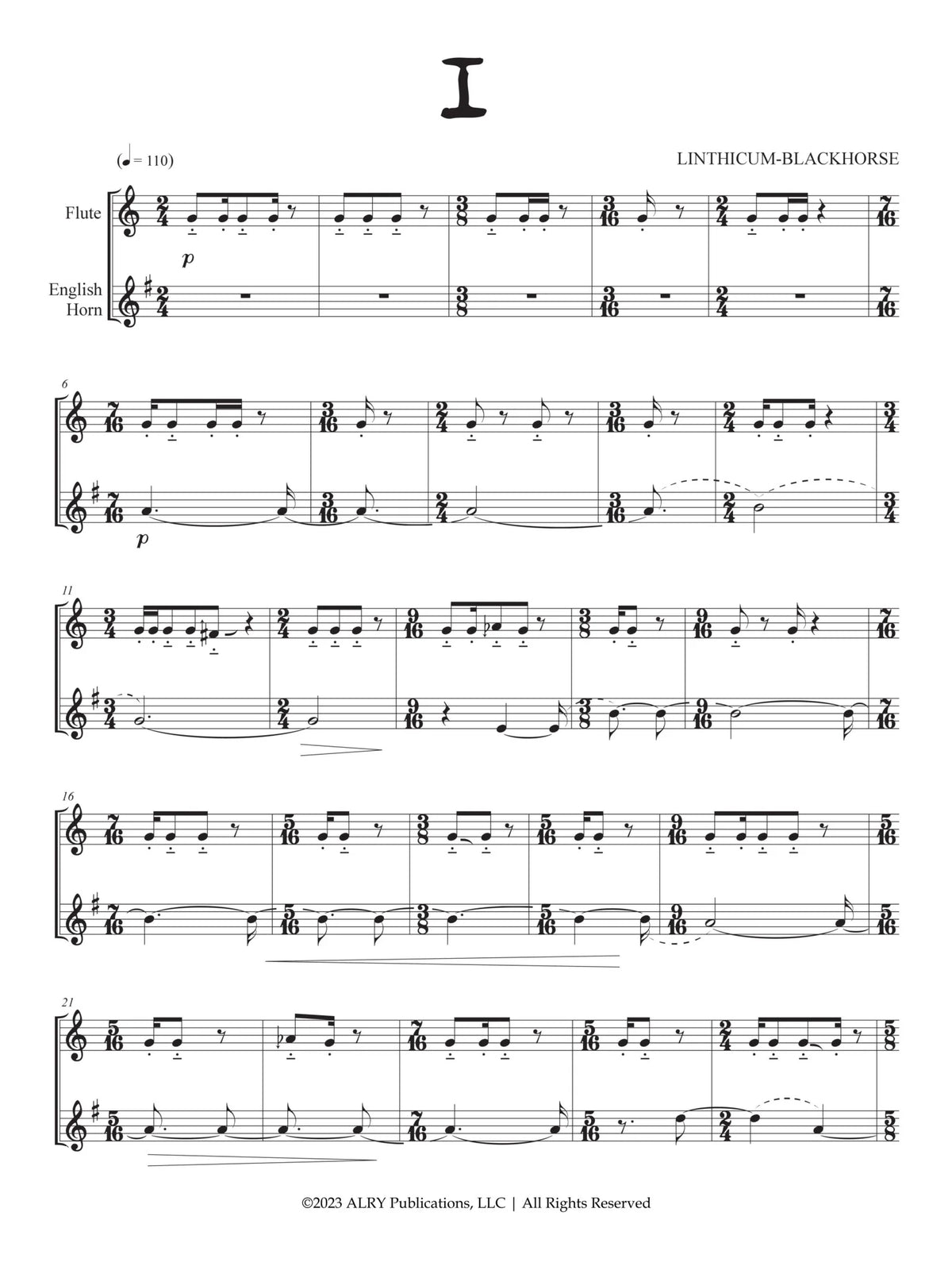 Blackhorse: Code Talking for Flute and English Horn/Oboe d'amore