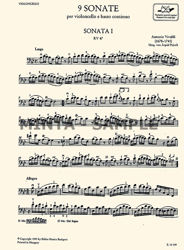 Vivaldi: 9 Cello Sonatas, RV 39-47