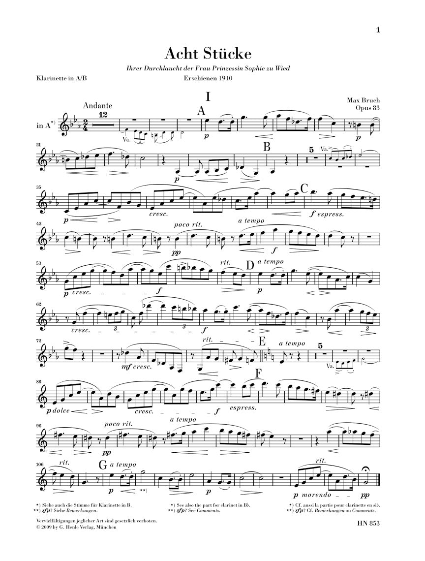 Bruch: Eight Pieces, Op. 83
