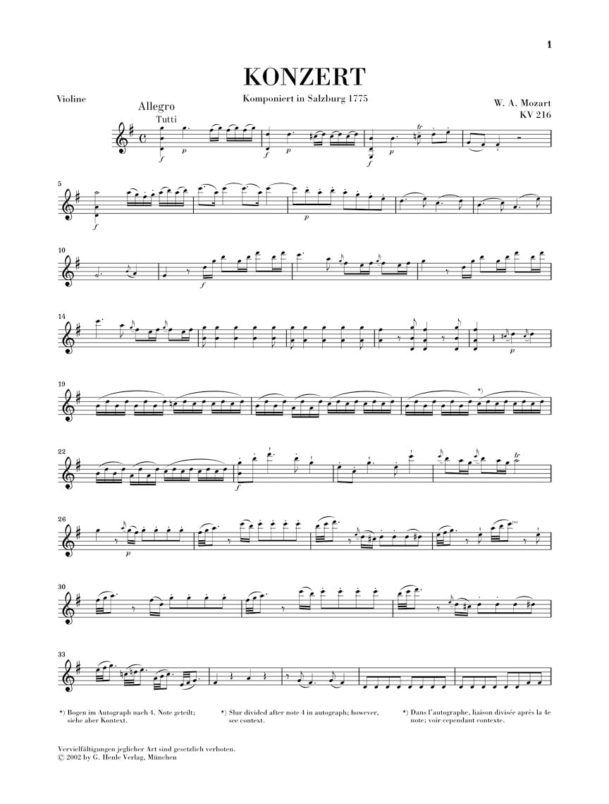 Mozart: Violin Concerto No. 3 in G Major, K. 216