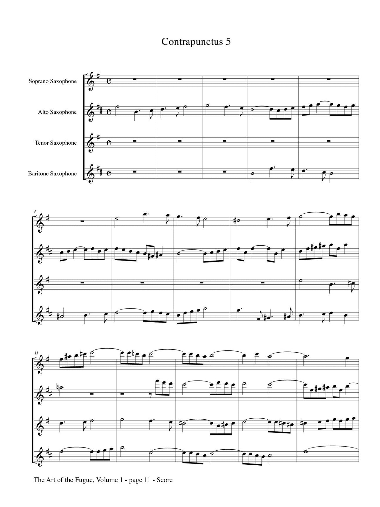 Bach: The Art of the Fugue - Volume 1 (arr. for sax quartet)