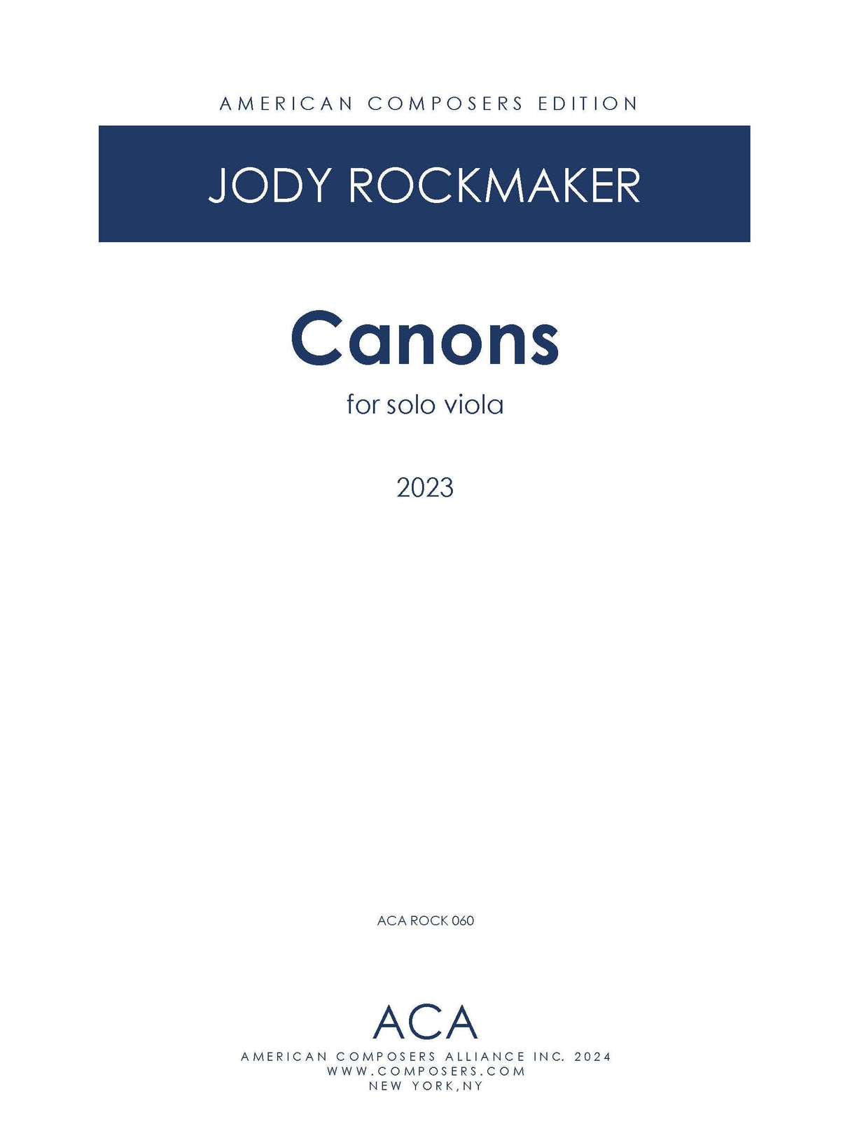 Rockmaker: Canons for Solo Viola