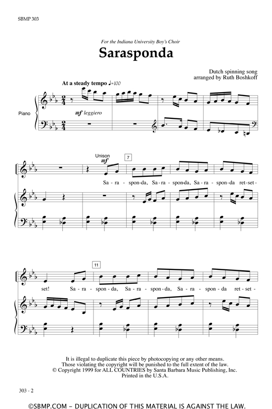 Sarasponda (arr. for 2-part choir)