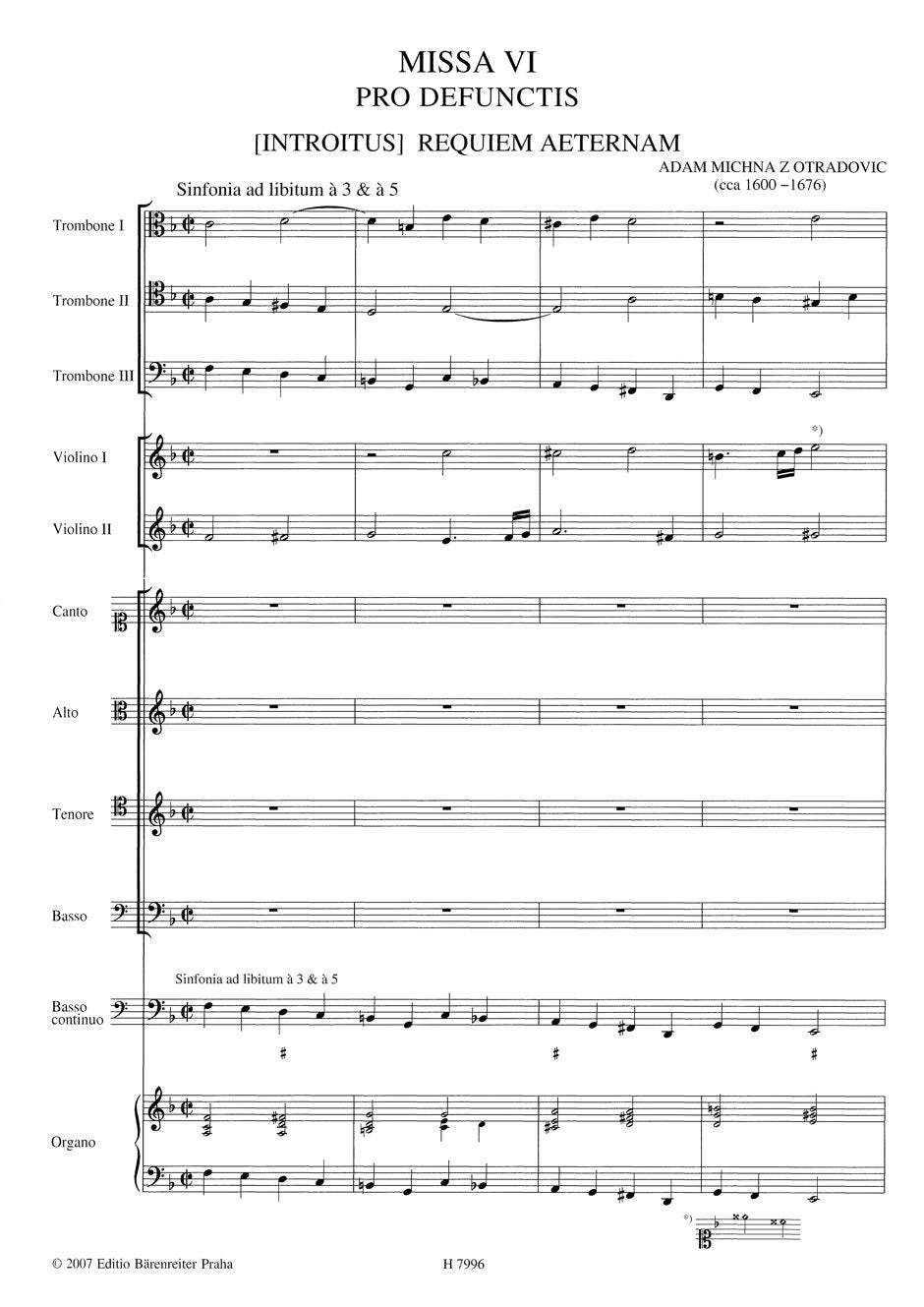 Michna: Sacra et litaniae - Missa pro defunctis