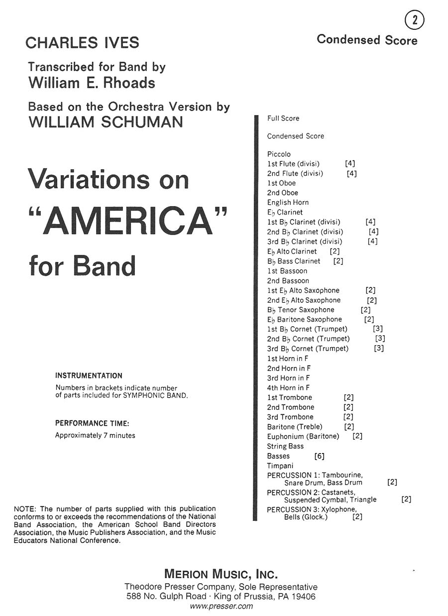 Ives: Variations on "America" (arr. for band)