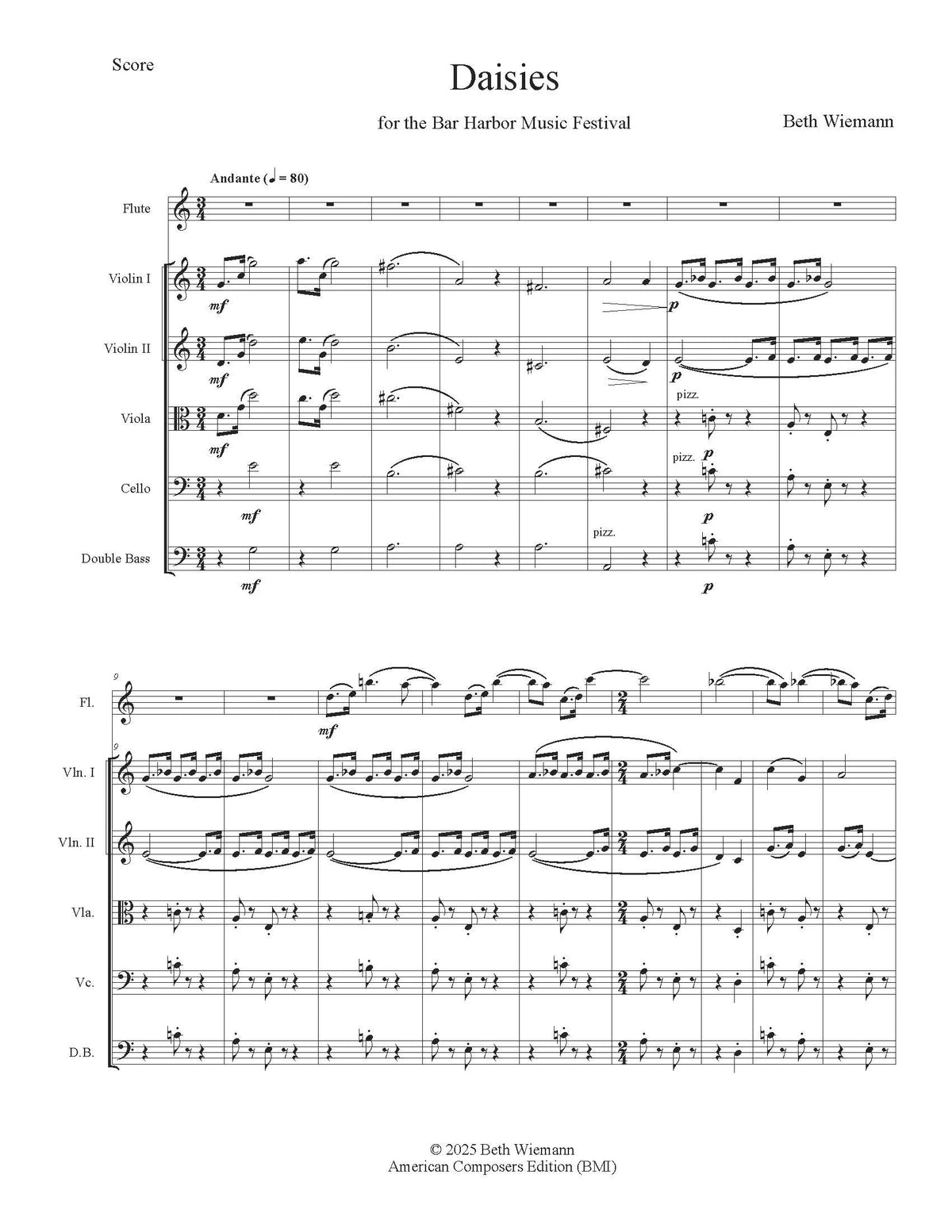 Wiemann: Daisies (Version for Flute & String Orchestra)