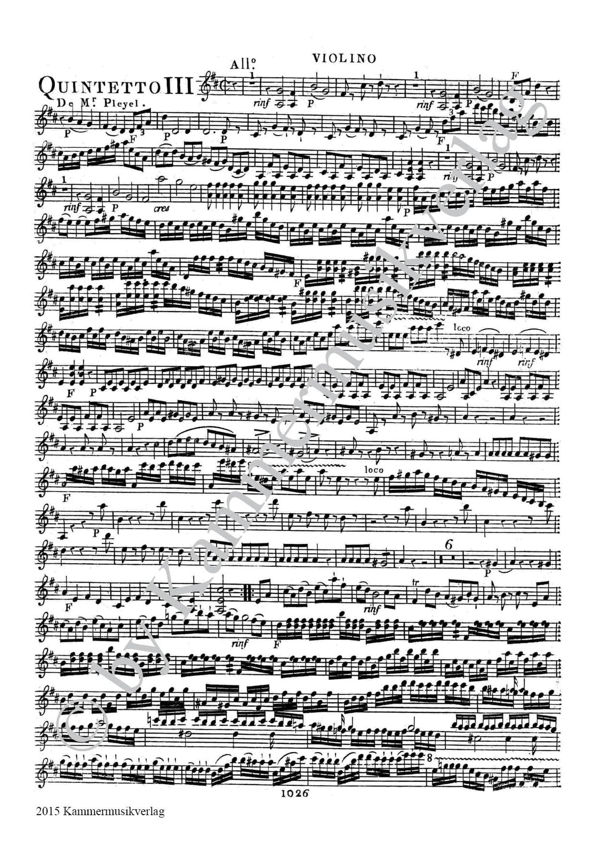 Pleyel: String Quintet in D Major, B. 2627
